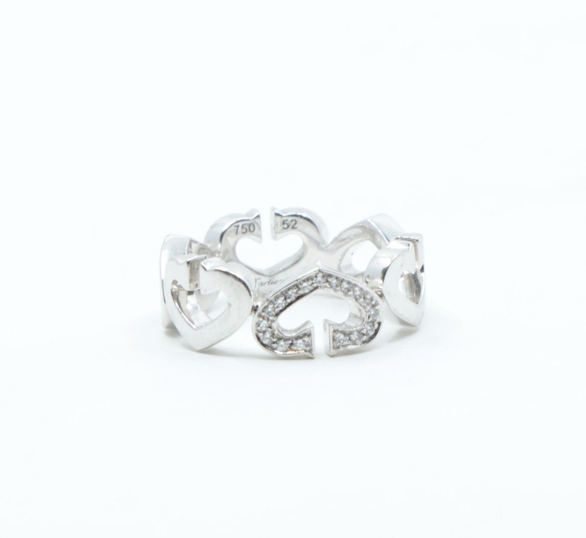 Cartier 18K White Gold Heart Diamond Band Ring