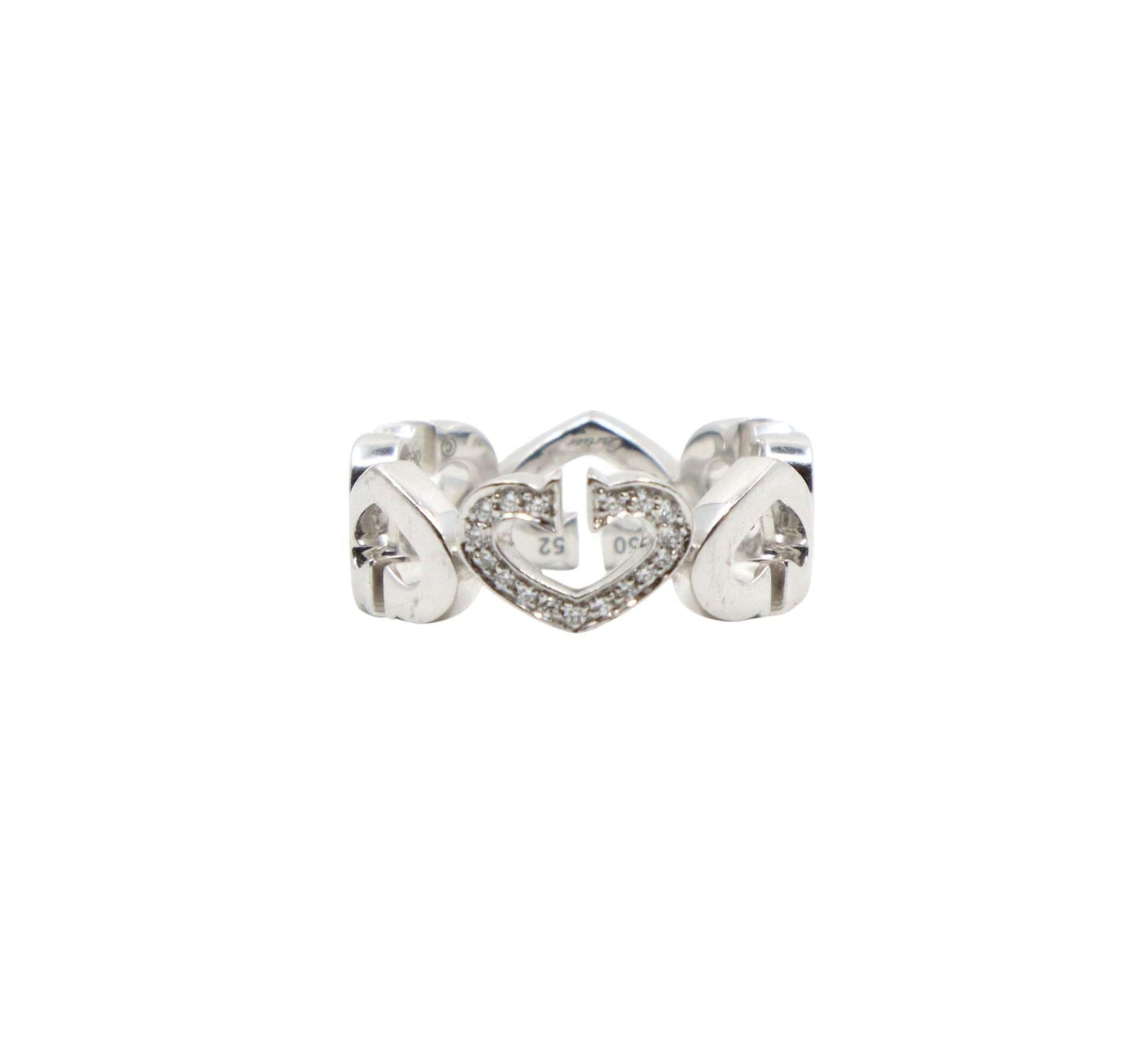 Cartier 18K White Gold Heart Diamond Band Ring