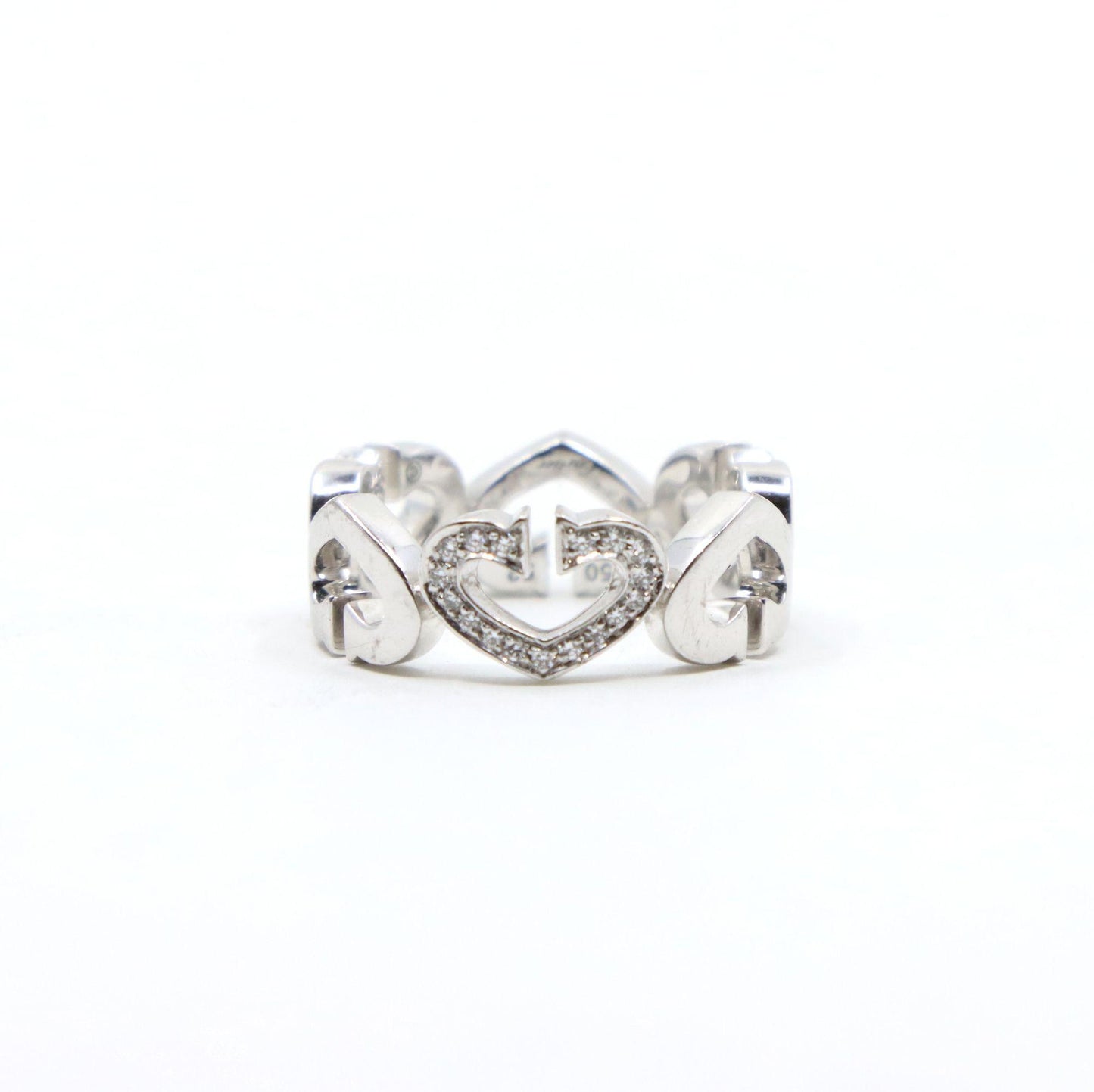 Cartier 18K White Gold Heart Diamond Band Ring