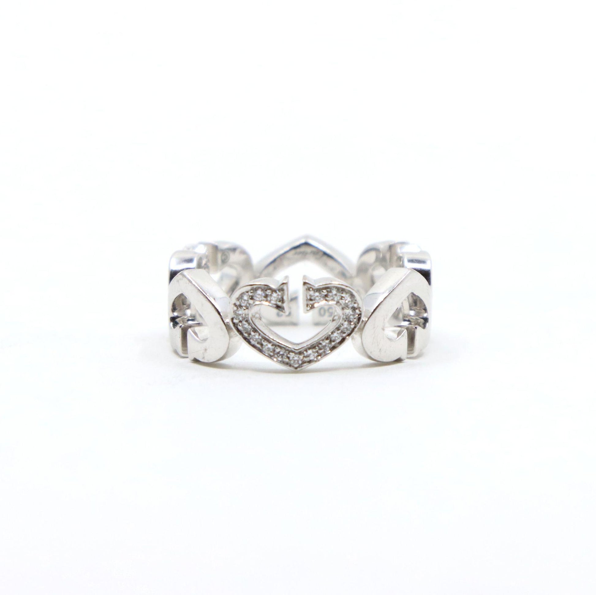 Cartier 18K White Gold Heart Diamond Band Ring