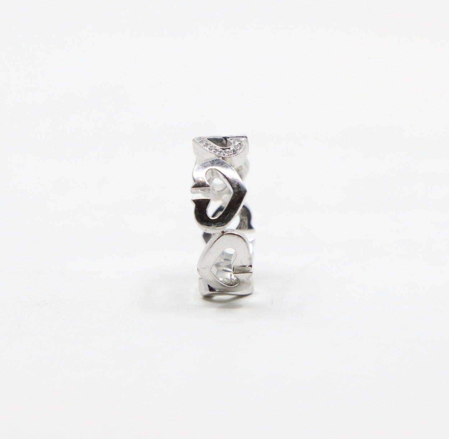 Cartier 18K White Gold Heart Diamond Band Ring