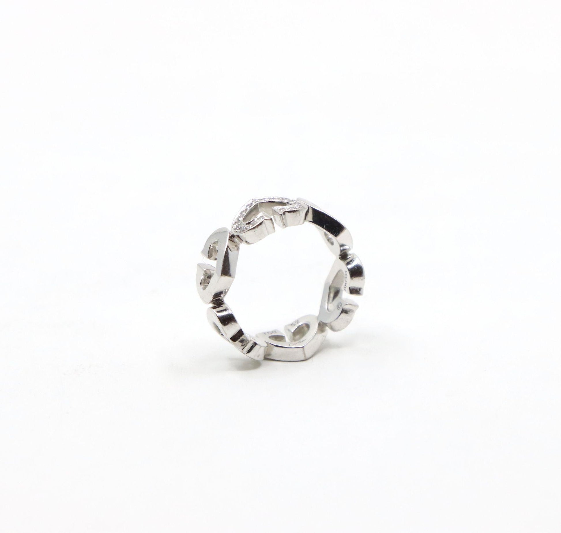 Cartier 18K White Gold Heart Diamond Band Ring