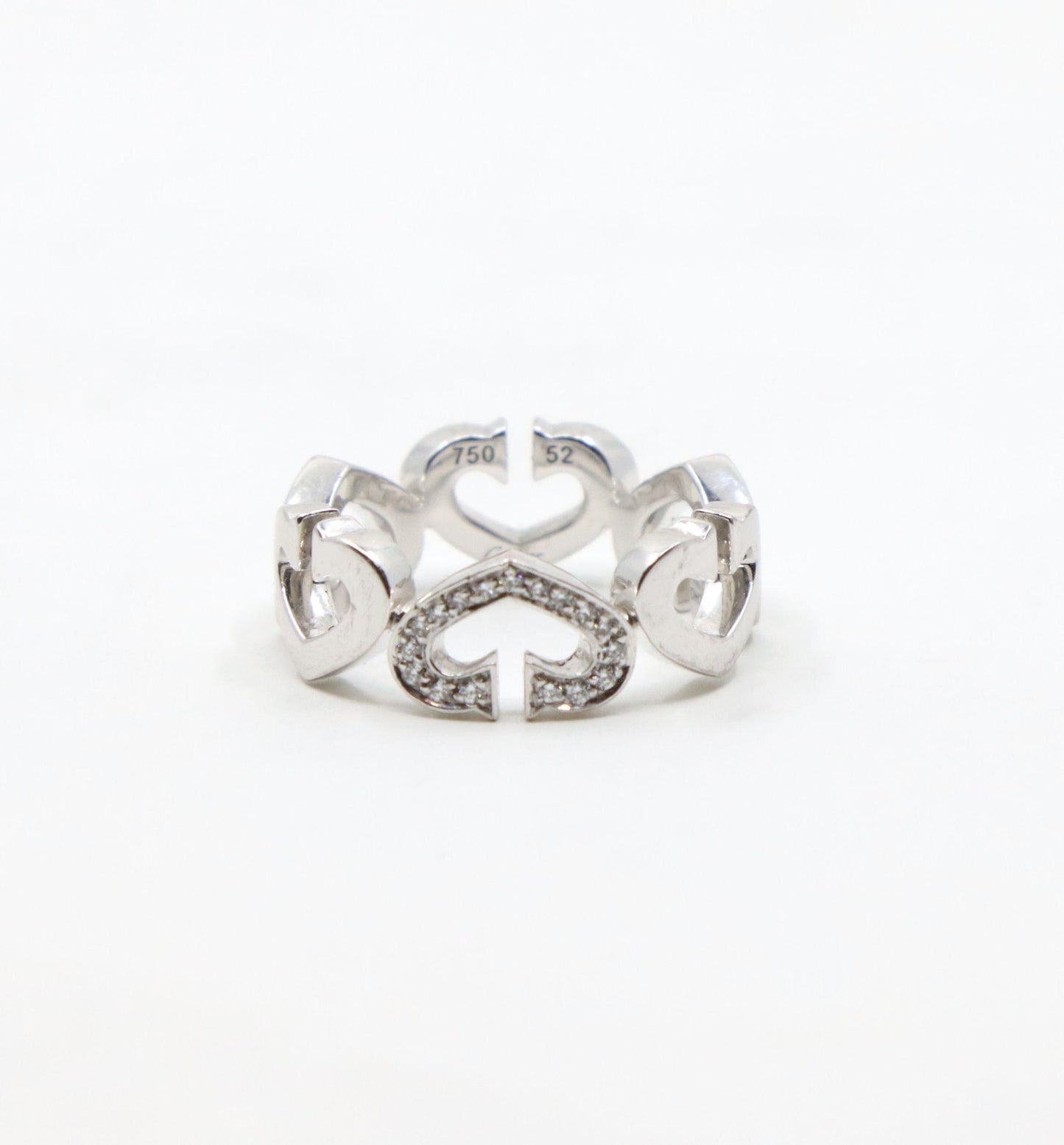 Cartier 18K White Gold Heart Diamond Band Ring