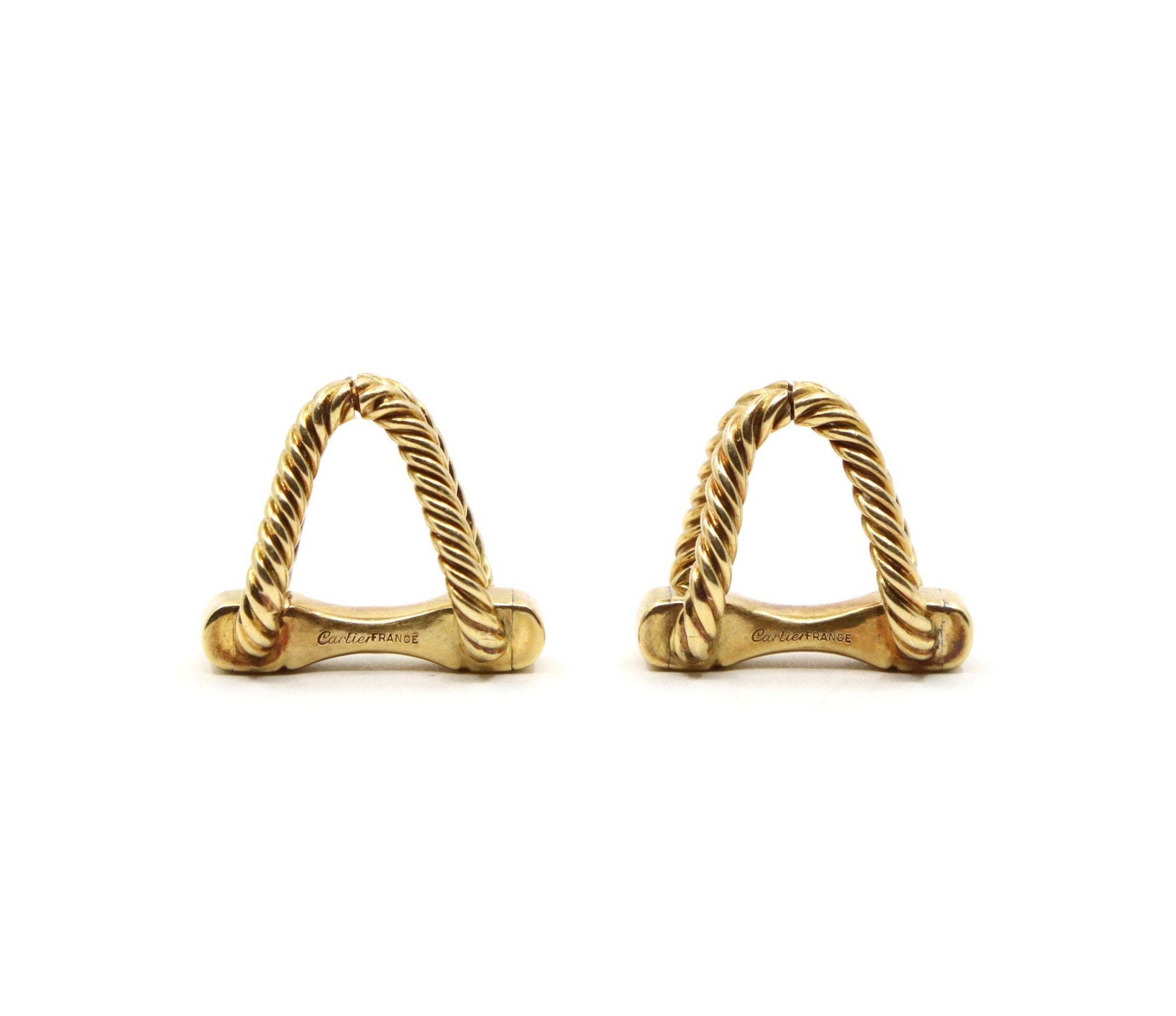 Cartier 18K Gold Rope Twist Stirrup Cufflink