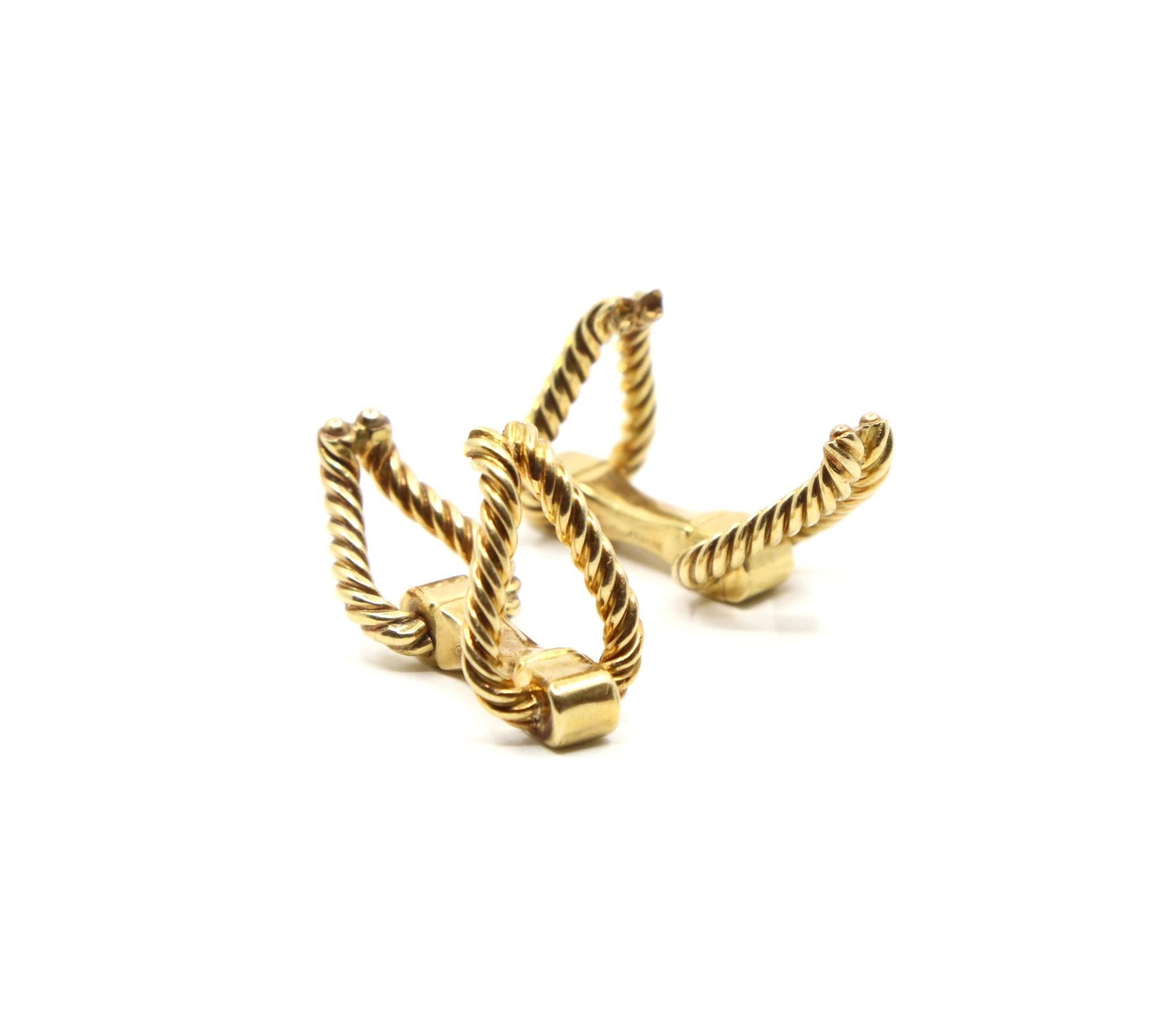 Cartier 18K Gold Rope Twist Stirrup Cufflink