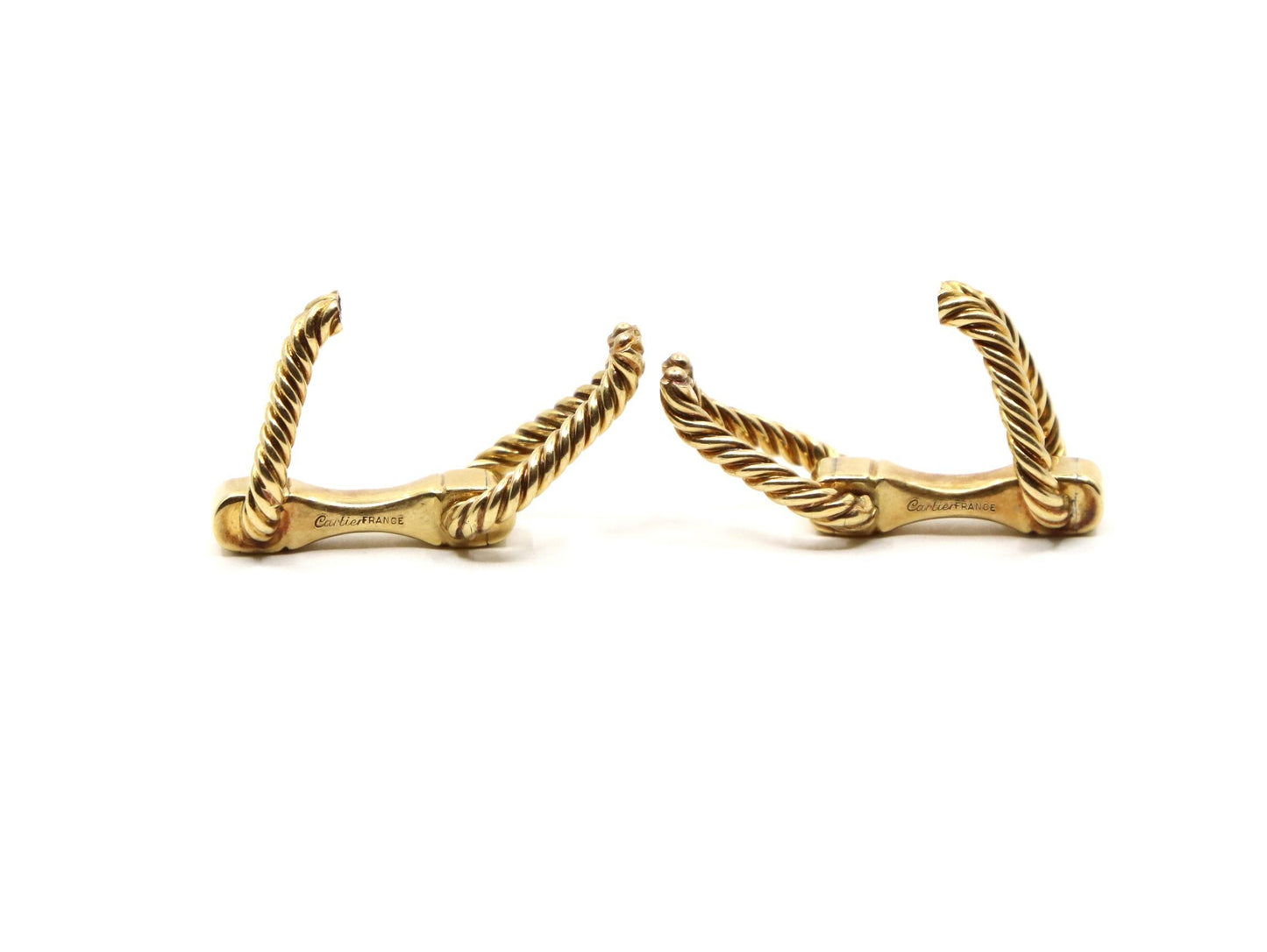 Cartier 18K Gold Rope Twist Stirrup Cufflink