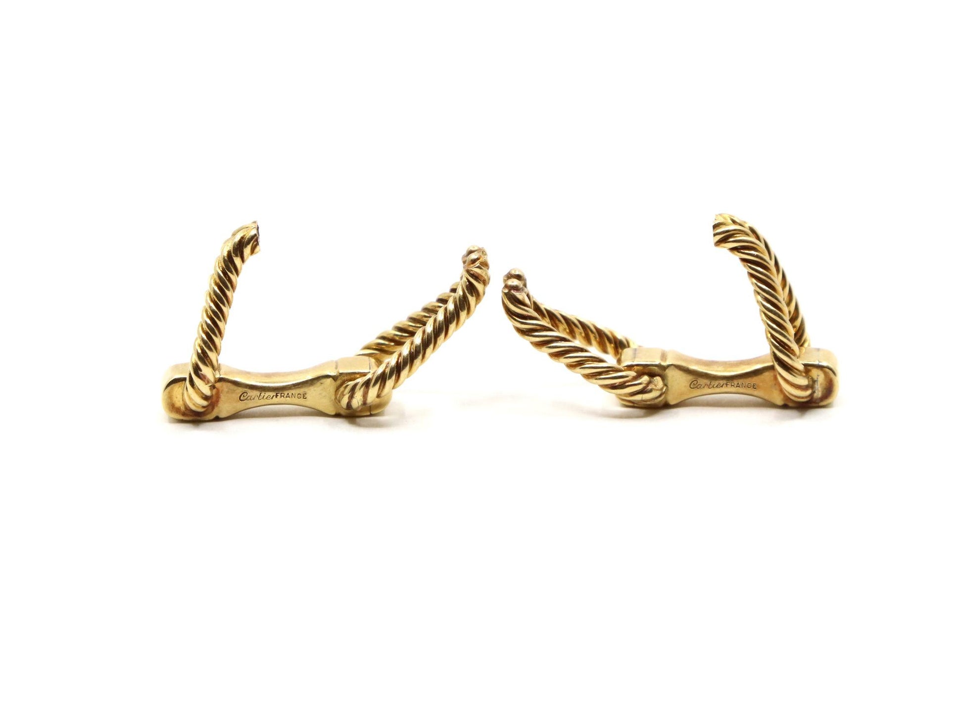 Cartier 18K Gold Rope Twist Stirrup Cufflink