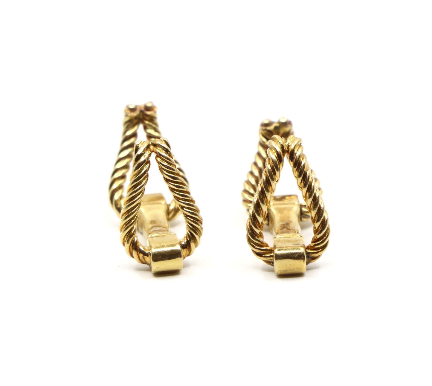 Cartier 18K Gold Rope Twist Stirrup Cufflink