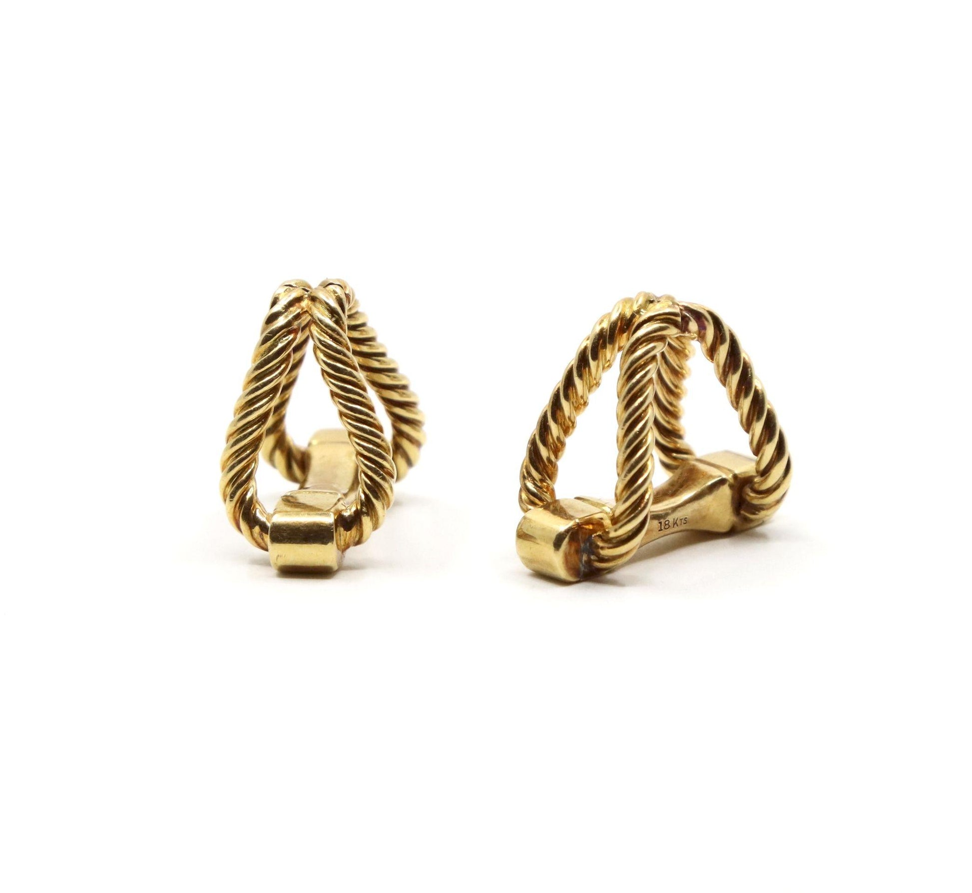Cartier 18K Gold Rope Twist Stirrup Cufflink
