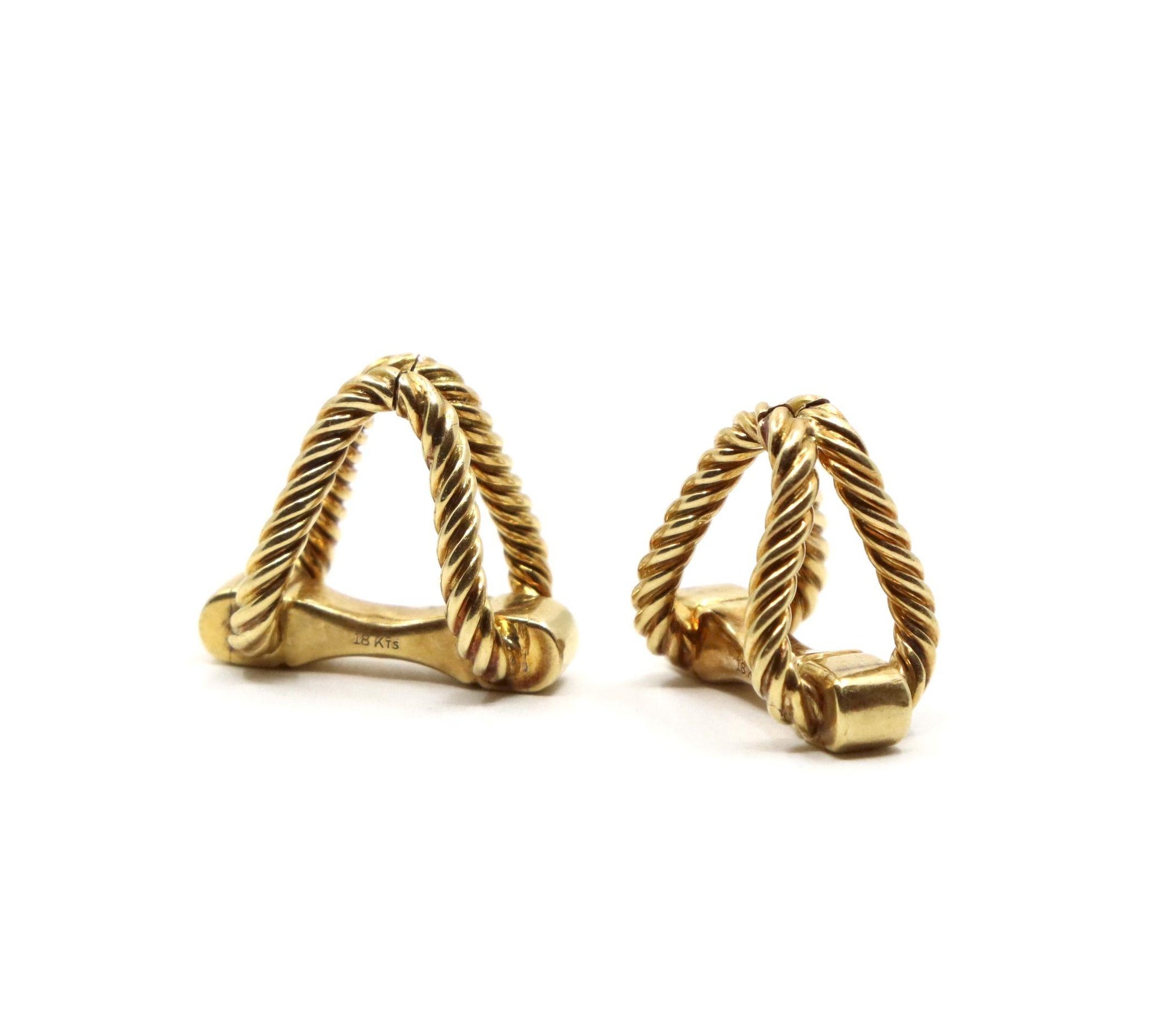Cartier 18K Gold Rope Twist Stirrup Cufflink