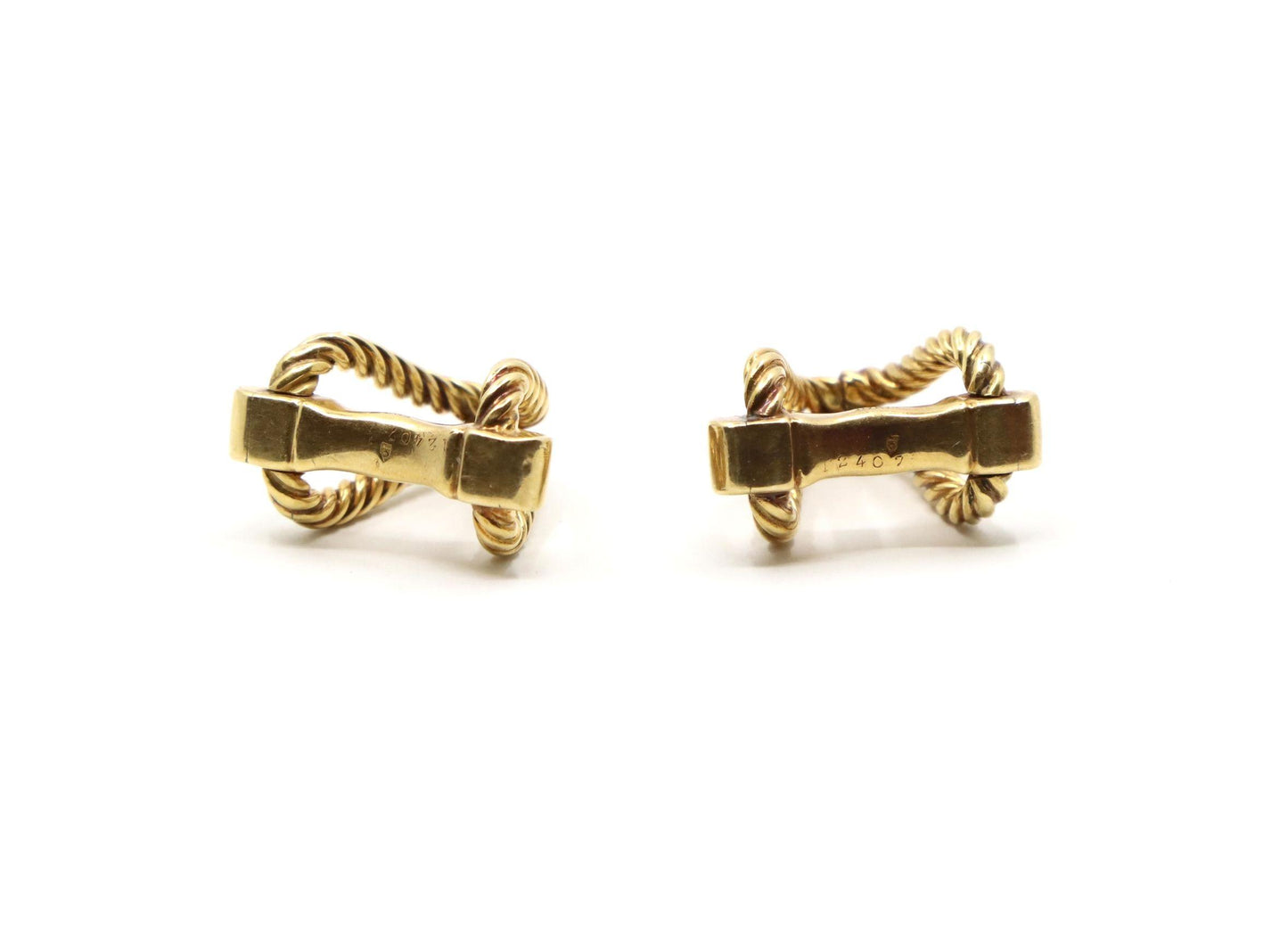 Cartier 18K Gold Rope Twist Stirrup Cufflink