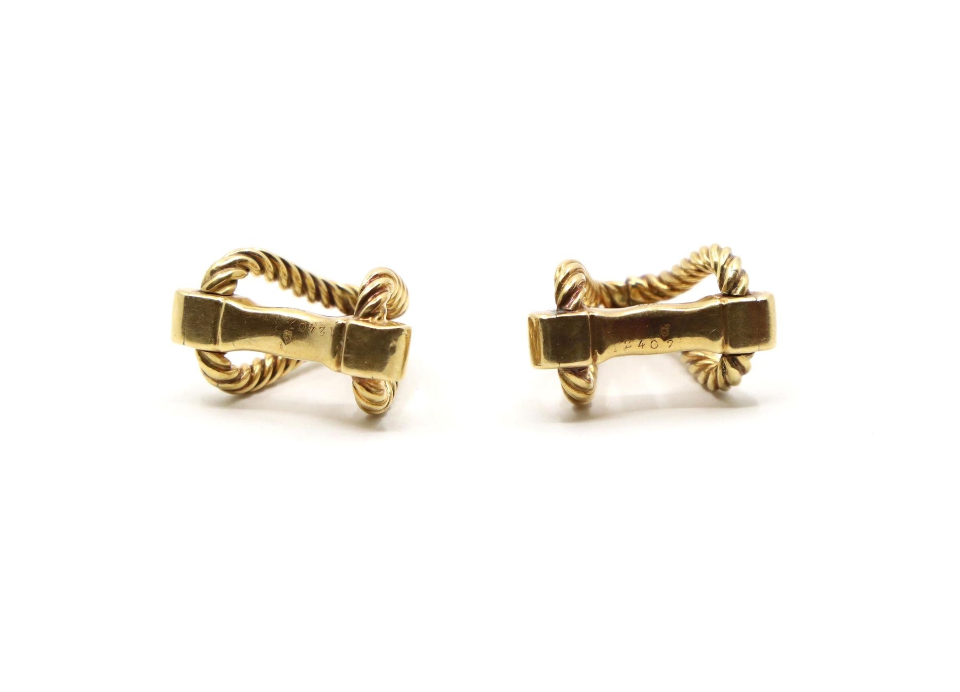 Cartier 18K Gold Rope Twist Stirrup Cufflink