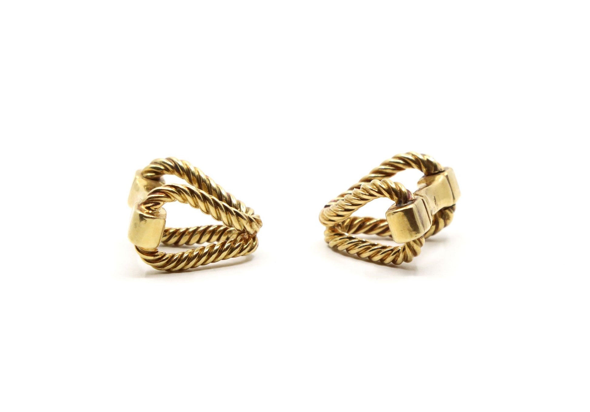 Cartier 18K Gold Rope Twist Stirrup Cufflink