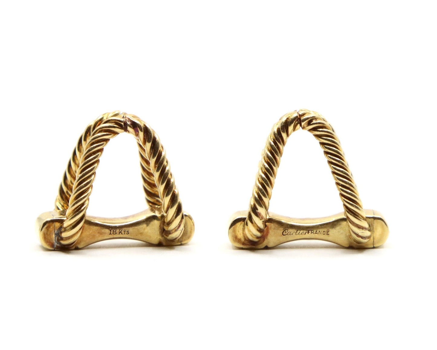Cartier 18K Gold Rope Twist Stirrup Cufflink