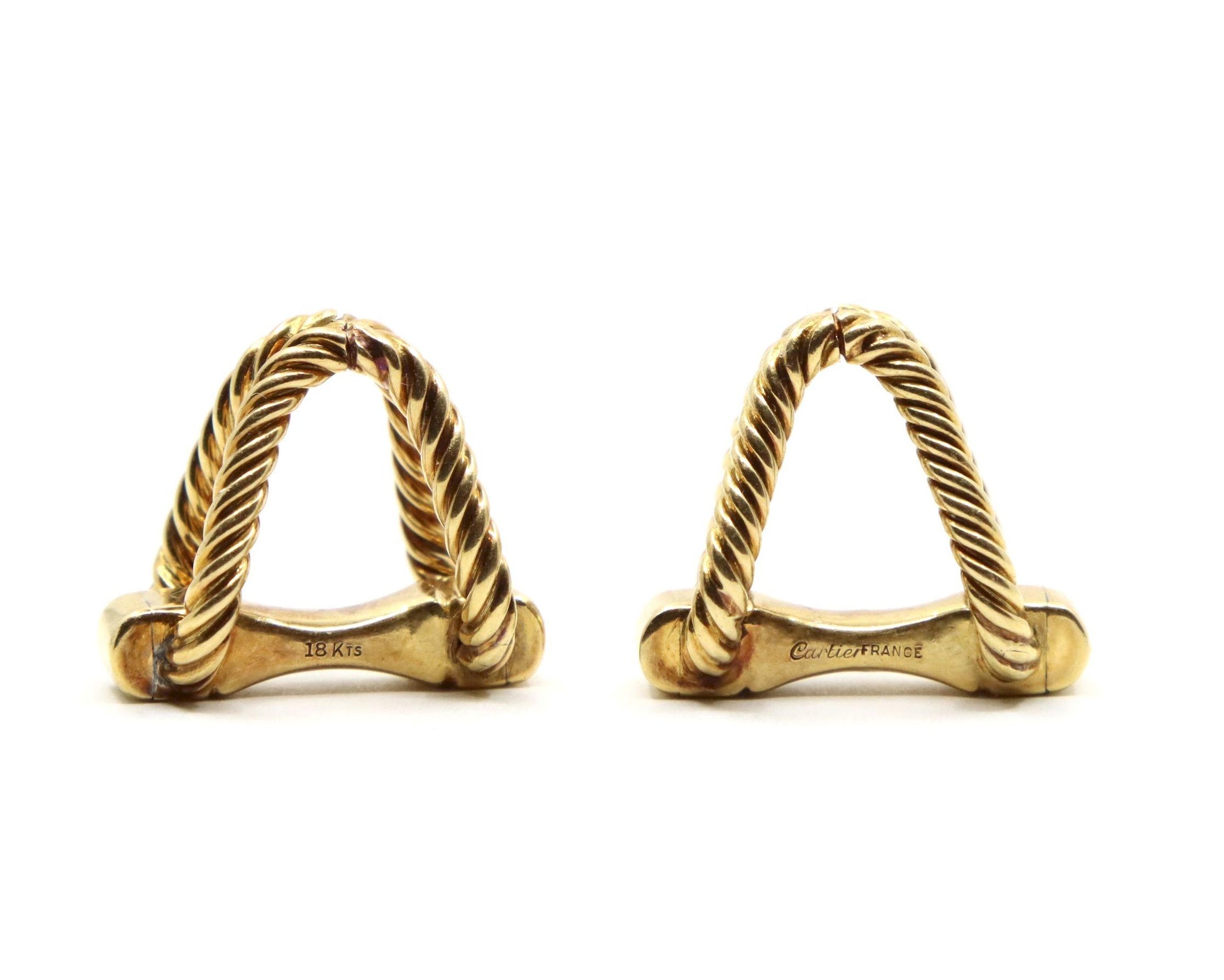 Cartier 18K Gold Rope Twist Stirrup Cufflink