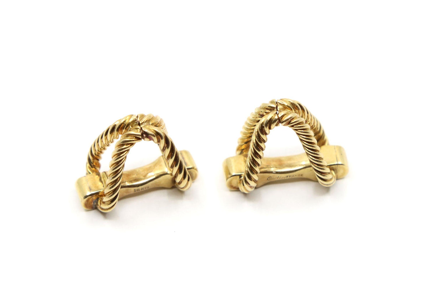 Cartier 18K Gold Rope Twist Stirrup Cufflink