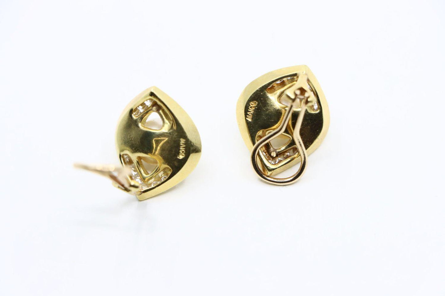 Vintage Maico 18K Gold Pearl Diamond Earrings