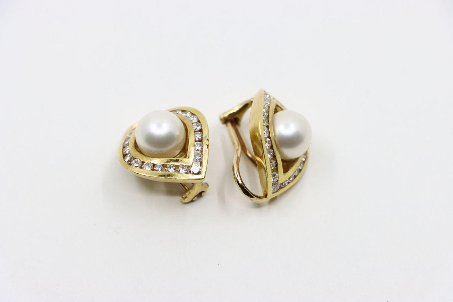 Vintage Maico 18K Gold Pearl Diamond Earrings