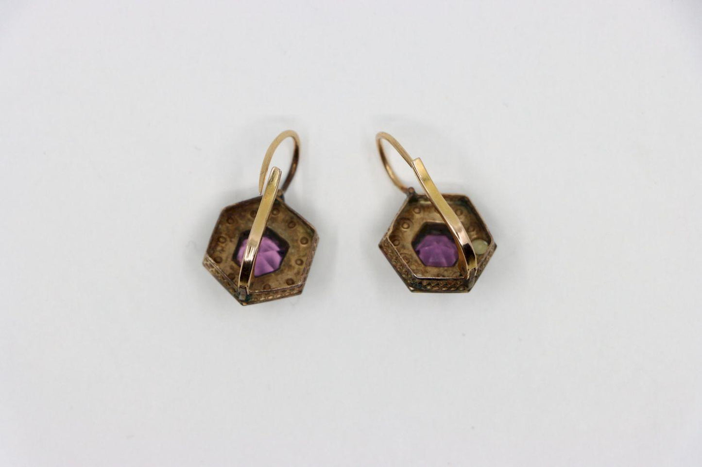 Vintage 14K Gold Amethyst Pearl Earring