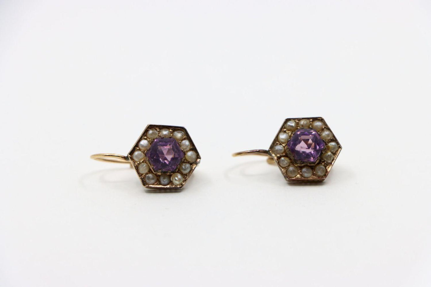 Vintage 14K Gold Amethyst Pearl Earring