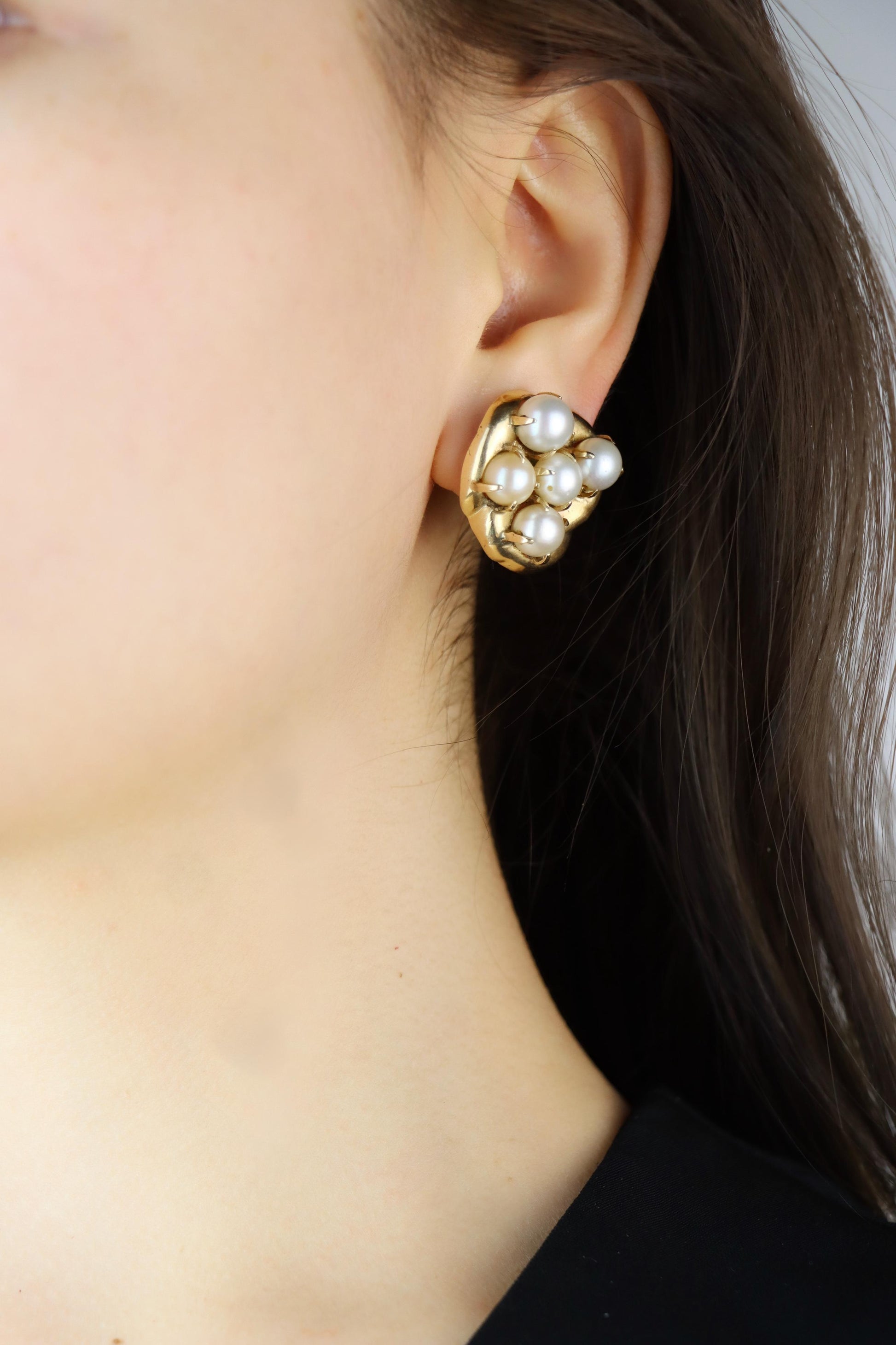 Seaman Schepps 14K Gold Pearl Earrings