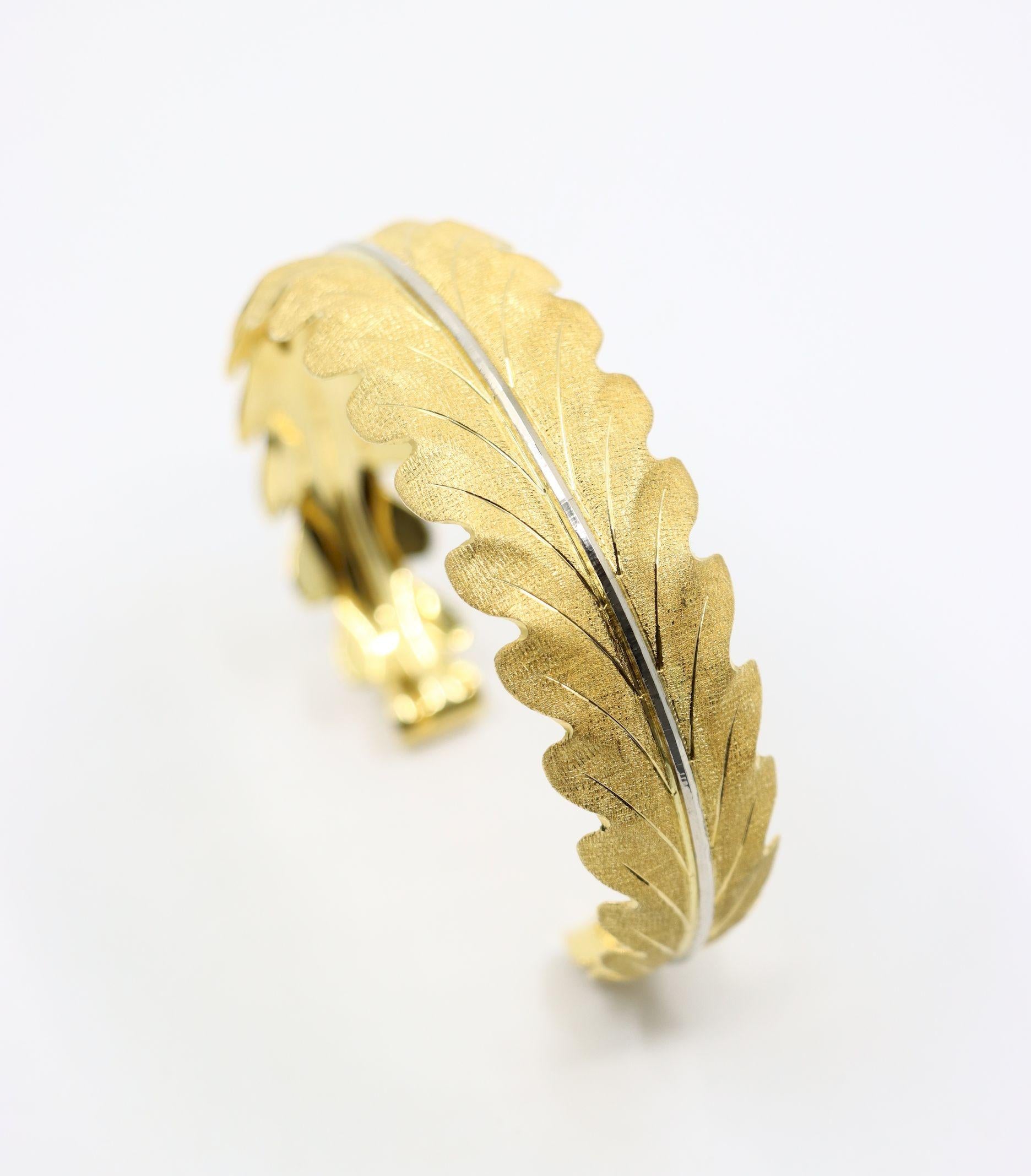 Buccellati 18K Gold Leaf Motif Cuff Bracelet