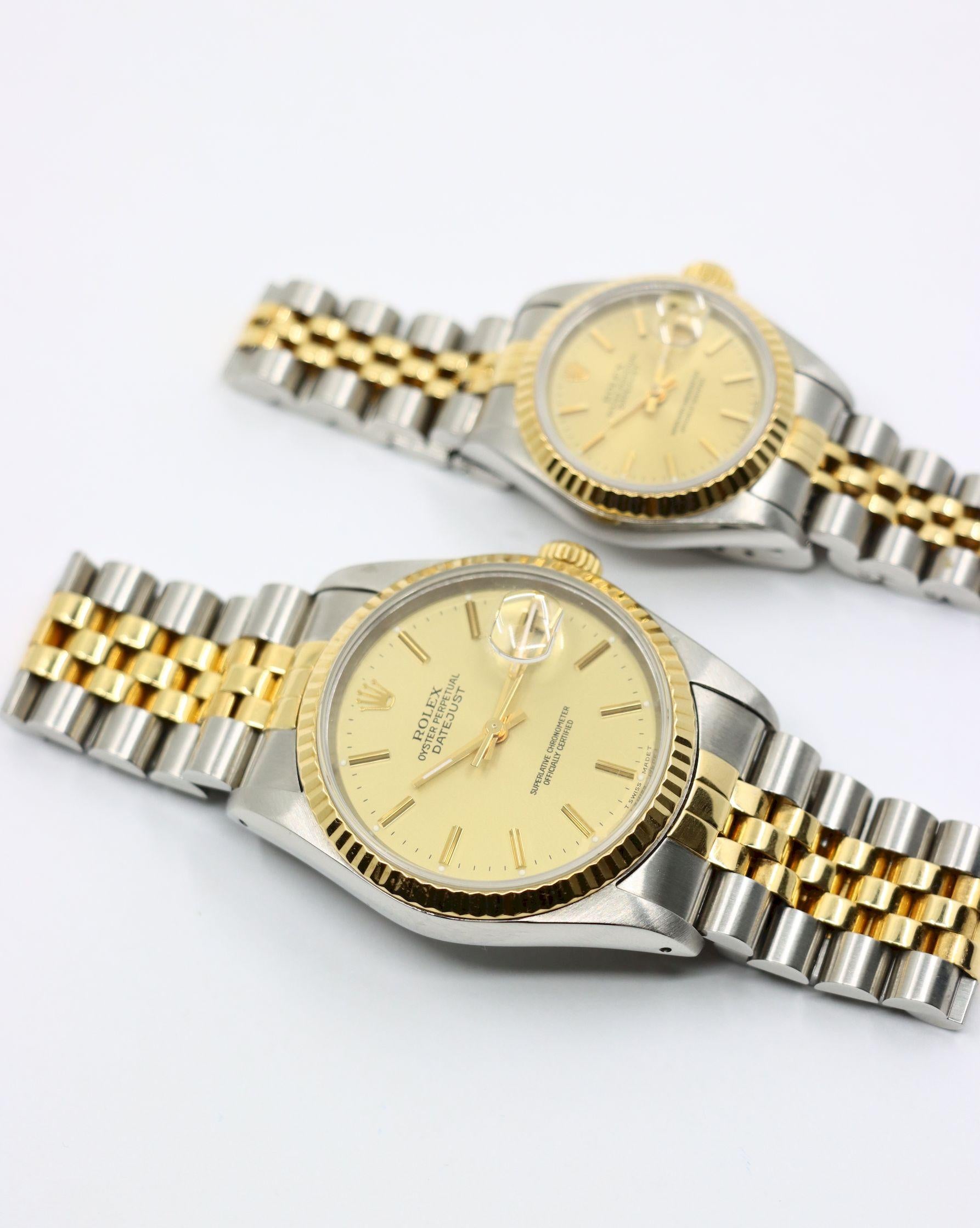 A Pair of Rolex 18K Gold Oyster Perpetual Datejust Gent's & Ladies Watch