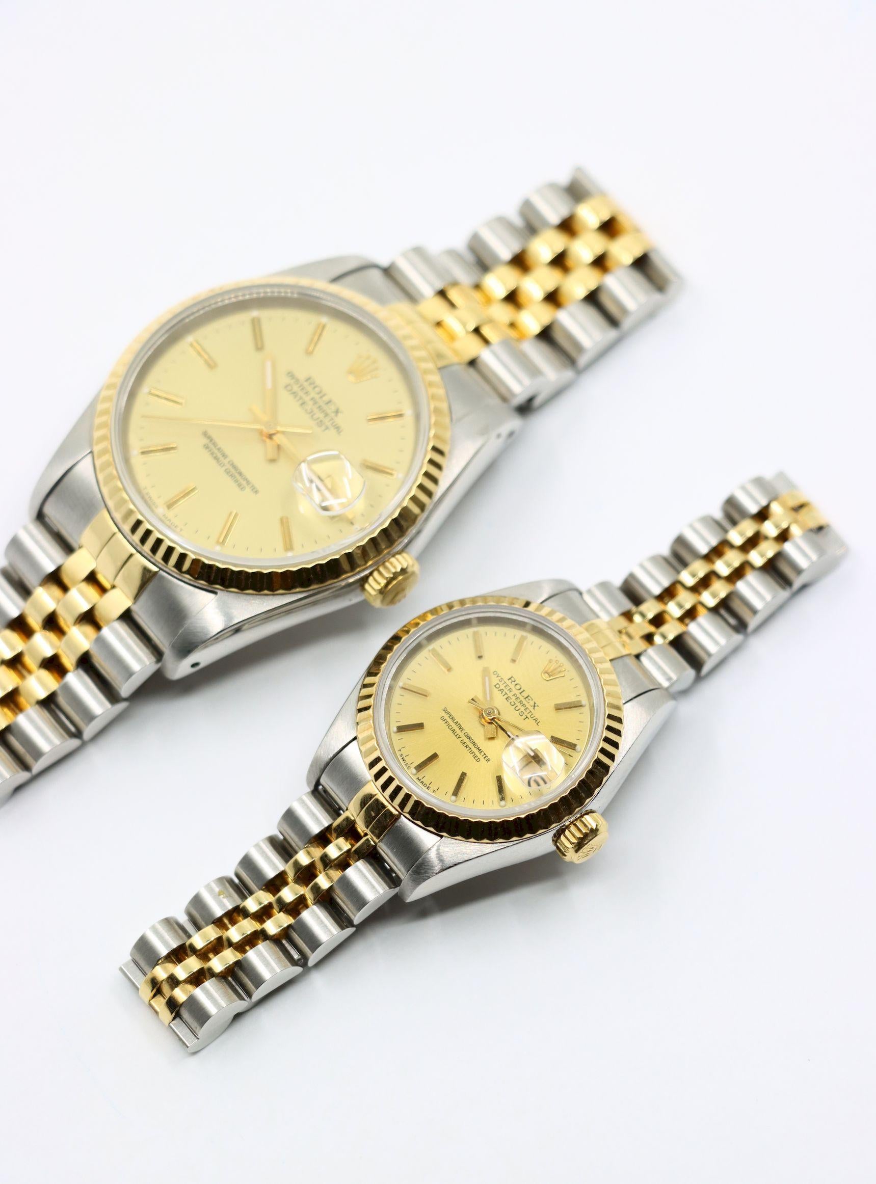 A Pair of Rolex 18K Gold Oyster Perpetual Datejust Gent's & Ladies Watch