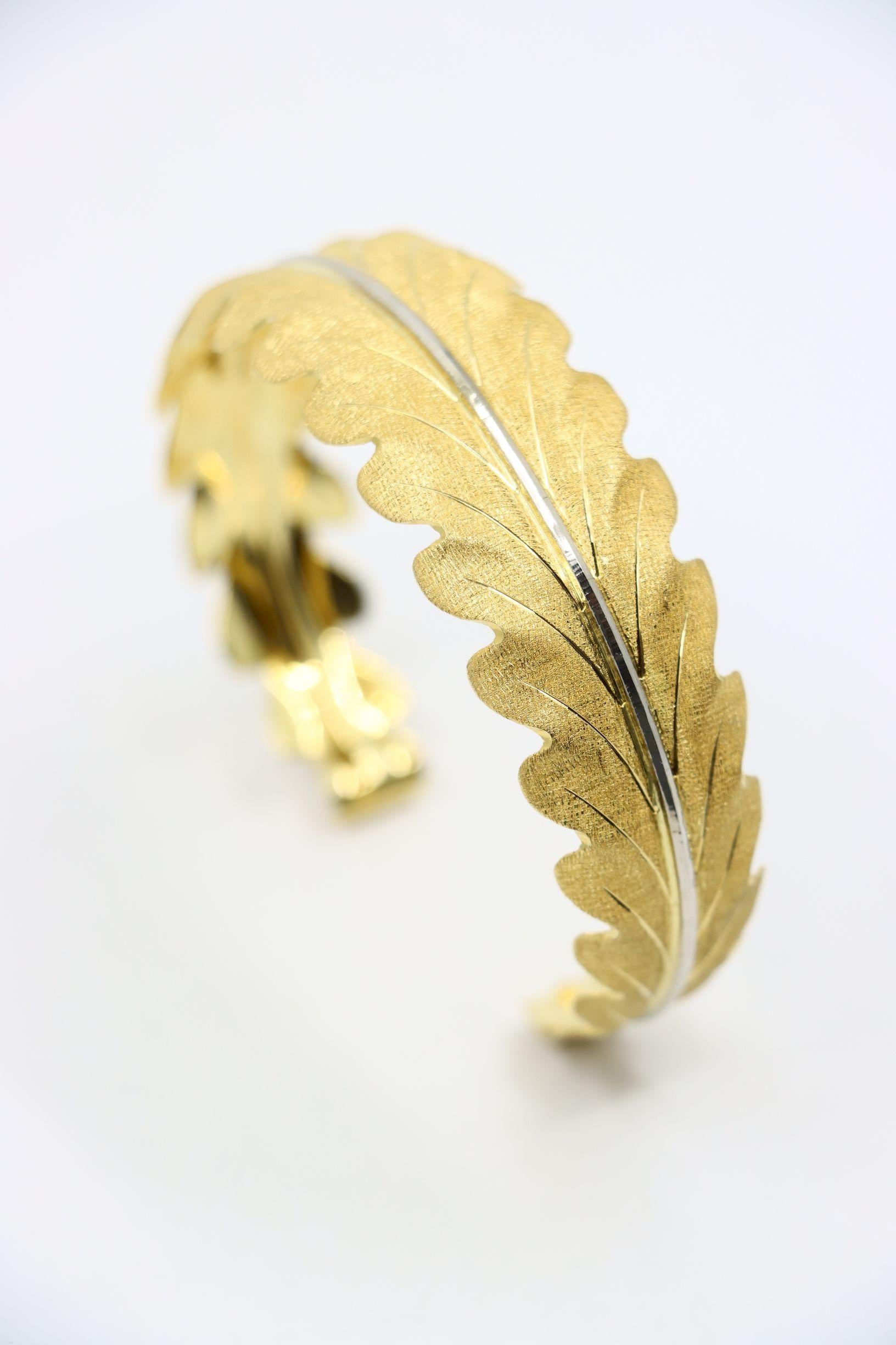 Buccellati 18K Gold Leaf Motif Cuff Bracelet