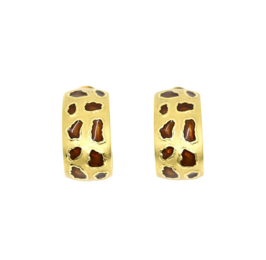 Roberto Coin 18K Gold Enamel Leopard Pattern Earrings