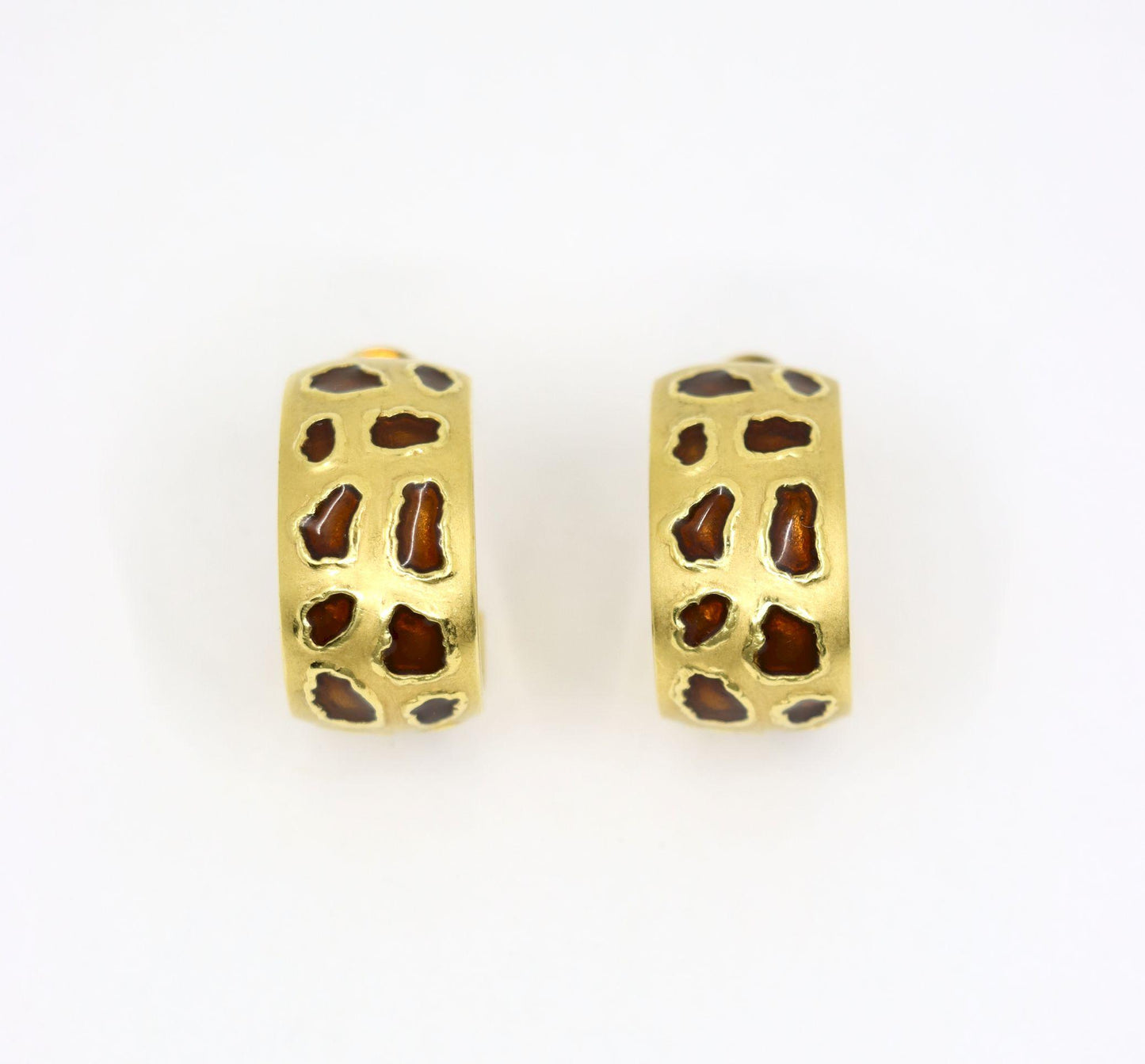 Roberto Coin 18K Gold Enamel Leopard Pattern Earrings