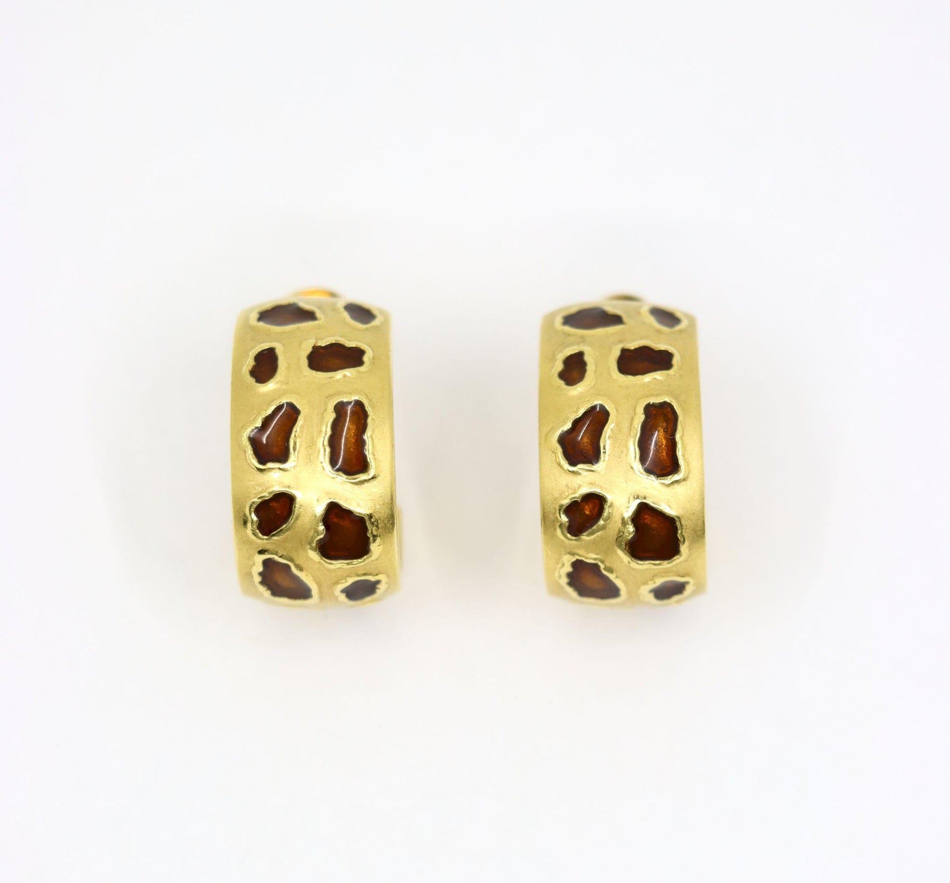 Roberto Coin 18K Gold Enamel Leopard Pattern Earrings