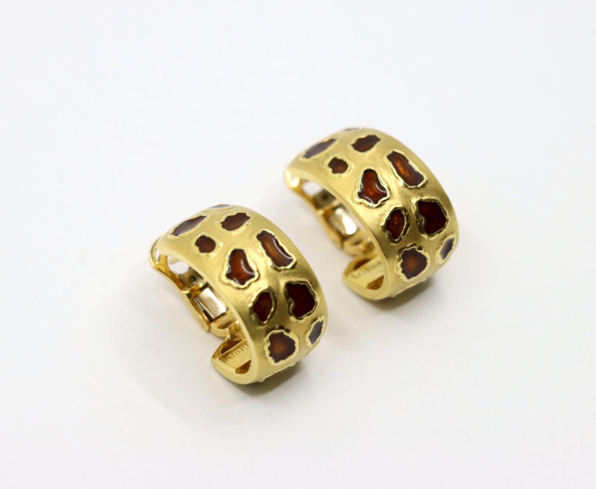 Roberto Coin 18K Gold Enamel Leopard Pattern Earrings