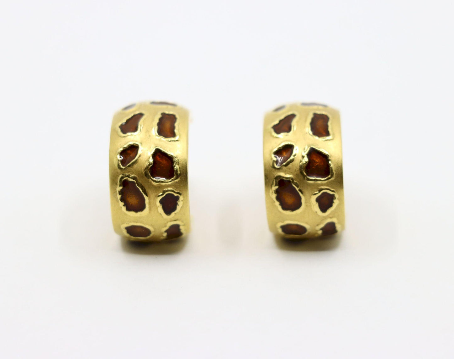 Roberto Coin 18K Gold Enamel Leopard Pattern Earrings