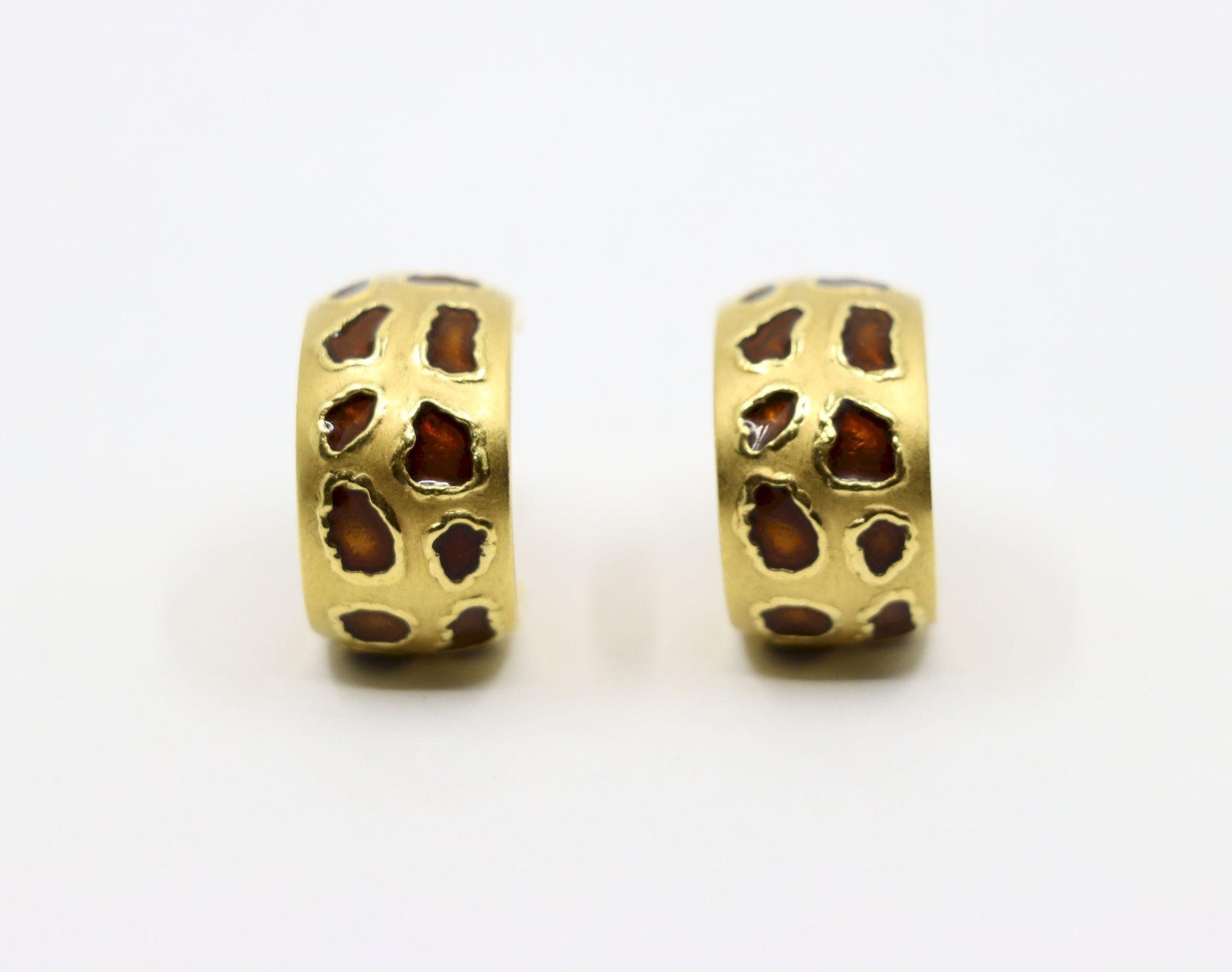 Roberto Coin 18K Gold Enamel Leopard Pattern Earrings