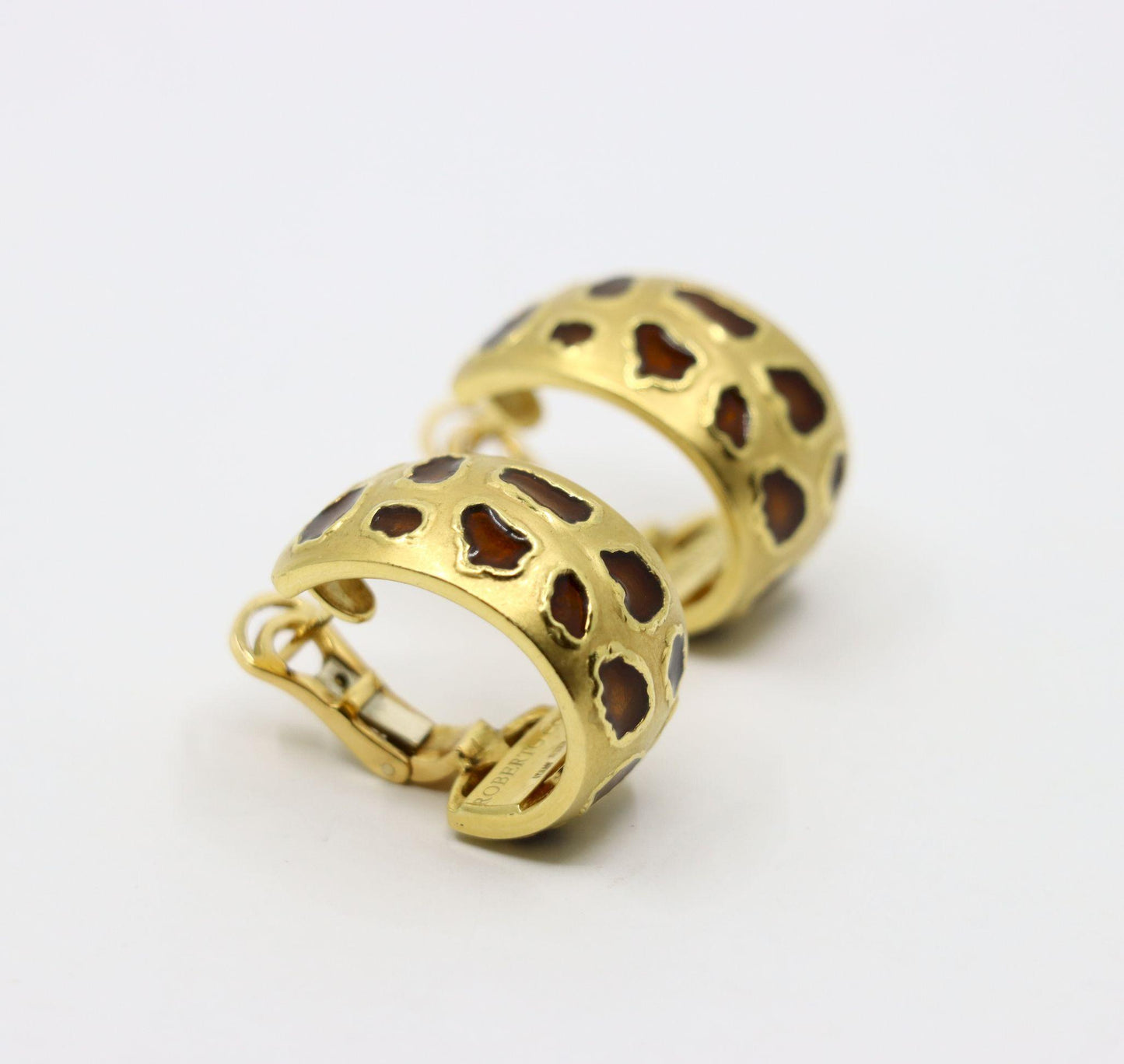 Roberto Coin 18K Gold Enamel Leopard Pattern Earrings