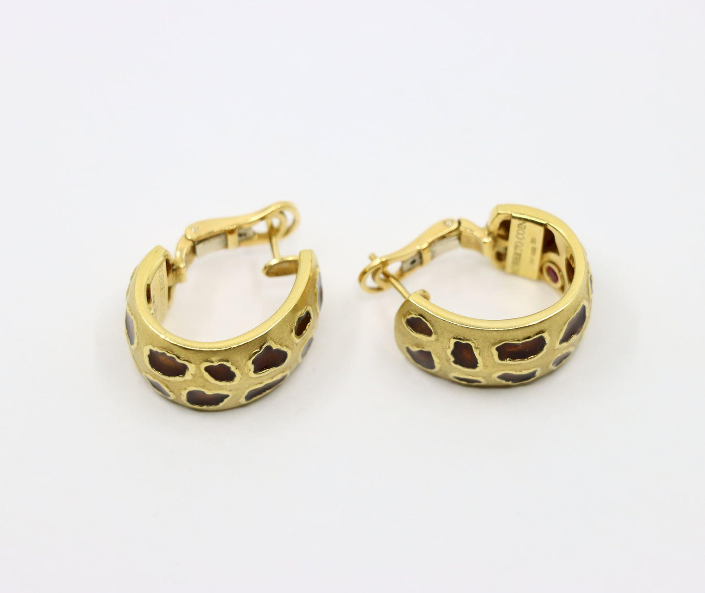 Roberto Coin 18K Gold Enamel Leopard Pattern Earrings