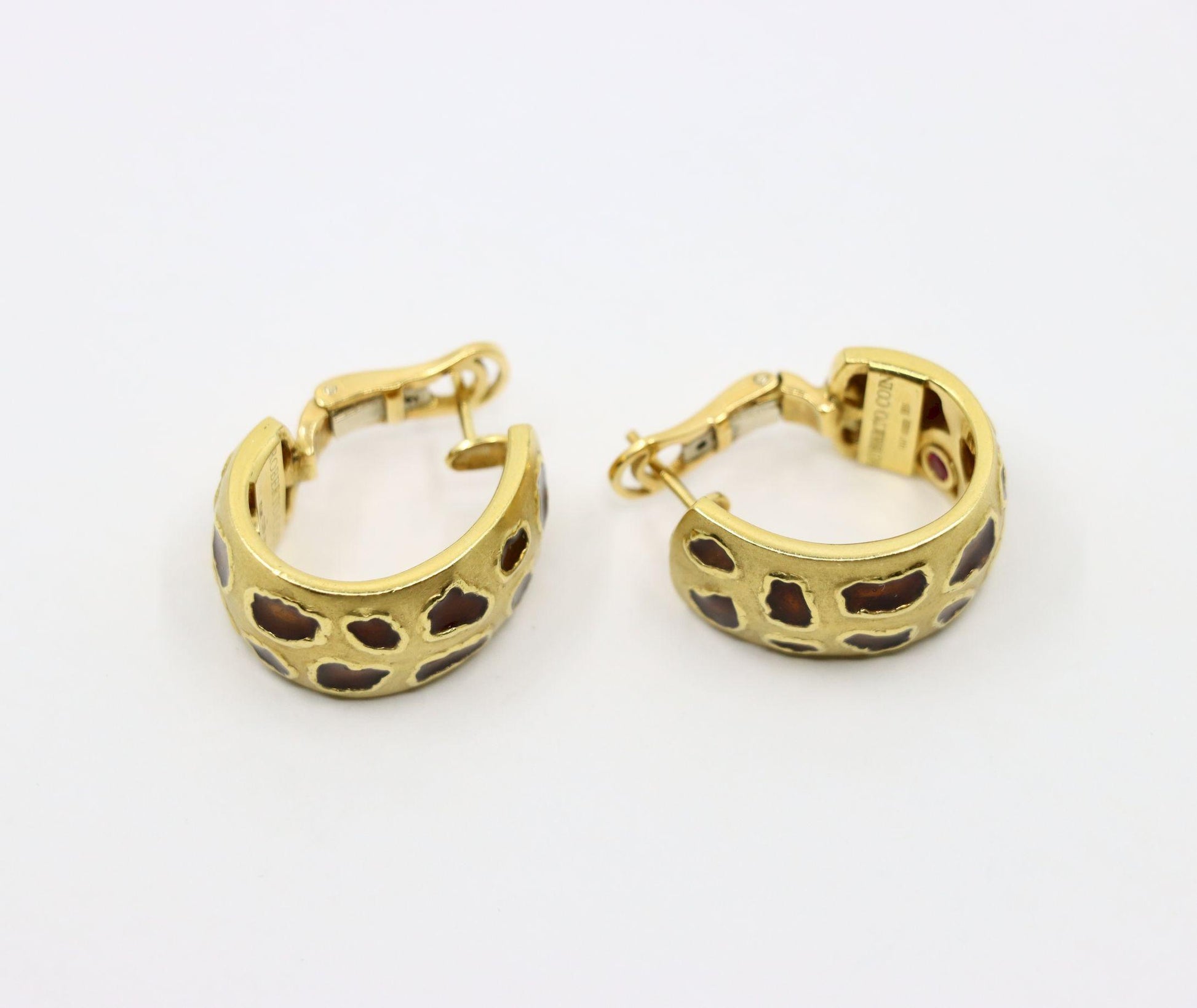 Roberto Coin 18K Gold Enamel Leopard Pattern Earrings