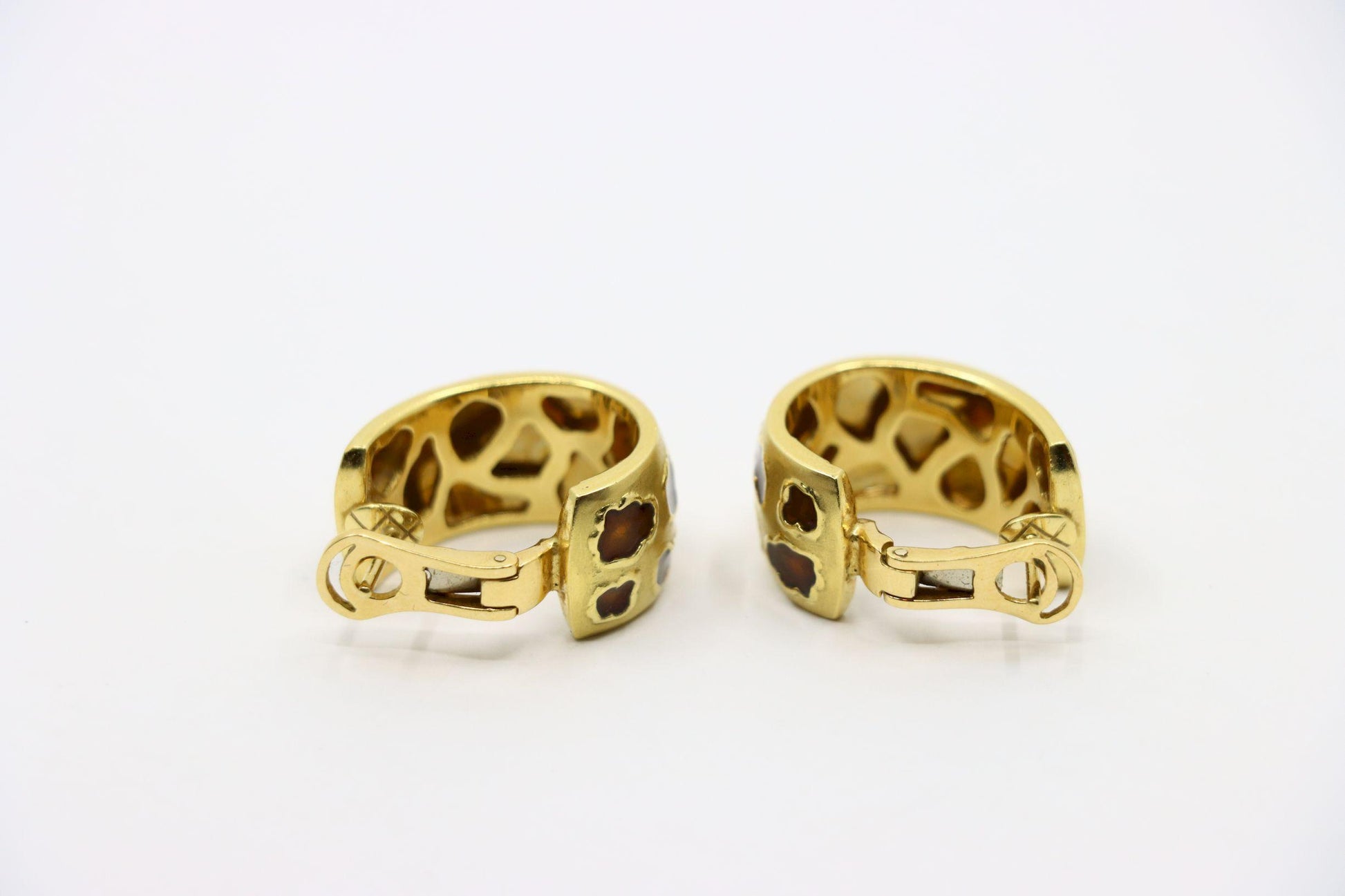 Roberto Coin 18K Gold Enamel Leopard Pattern Earrings