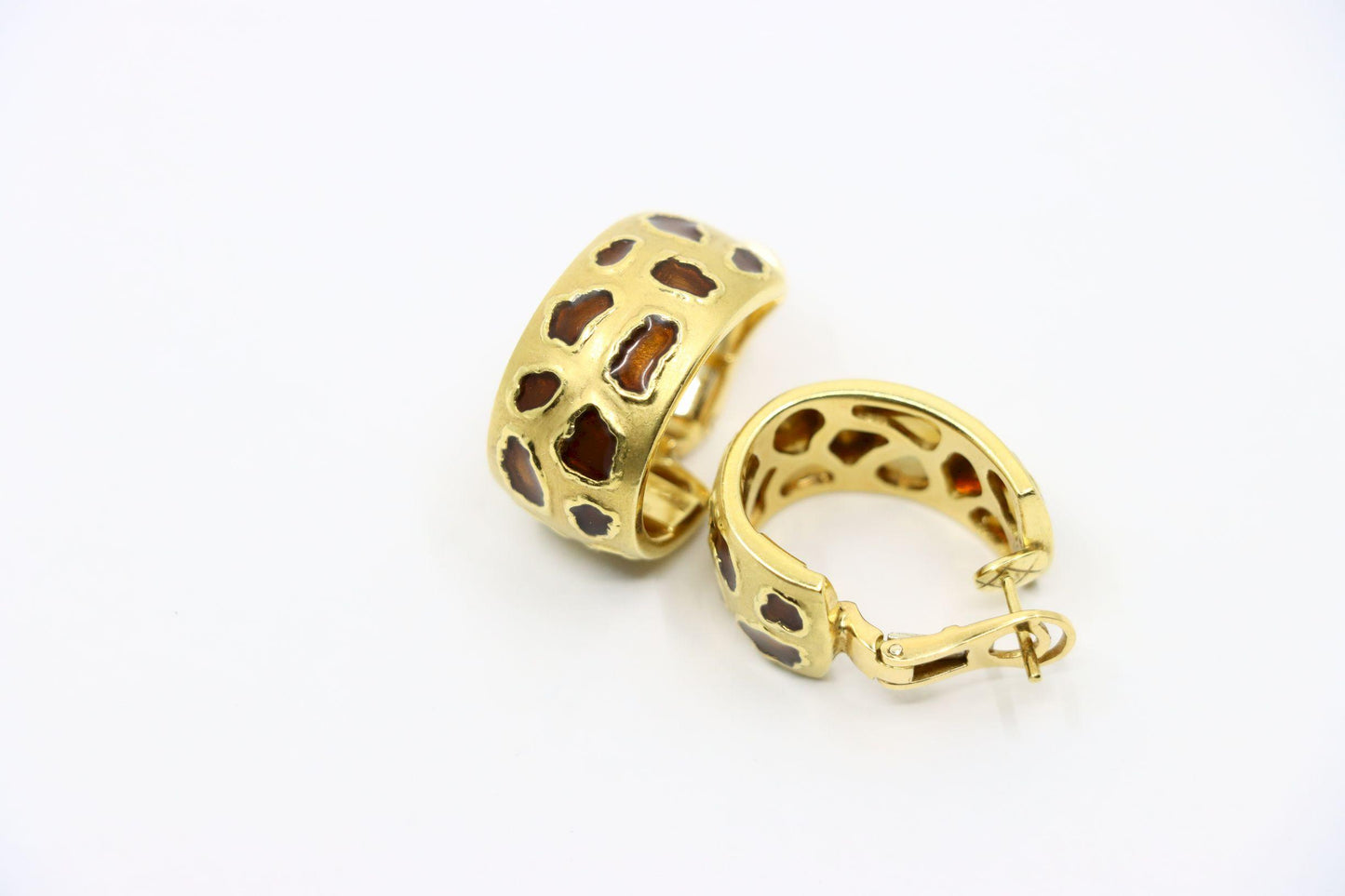 Roberto Coin 18K Gold Enamel Leopard Pattern Earrings