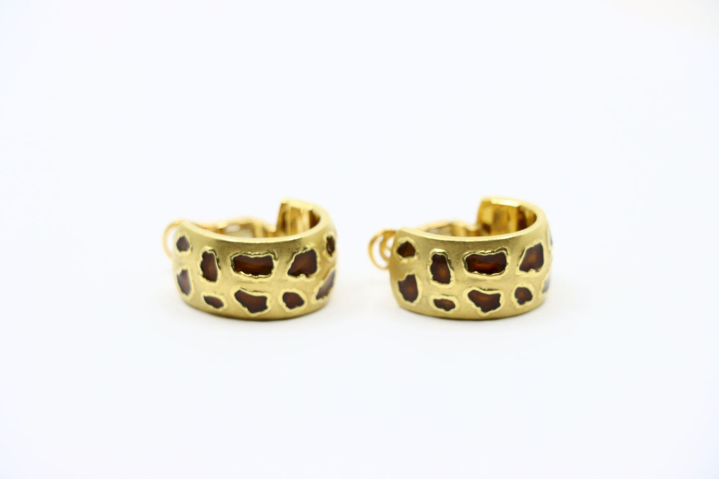 Roberto Coin 18K Gold Enamel Leopard Pattern Earrings