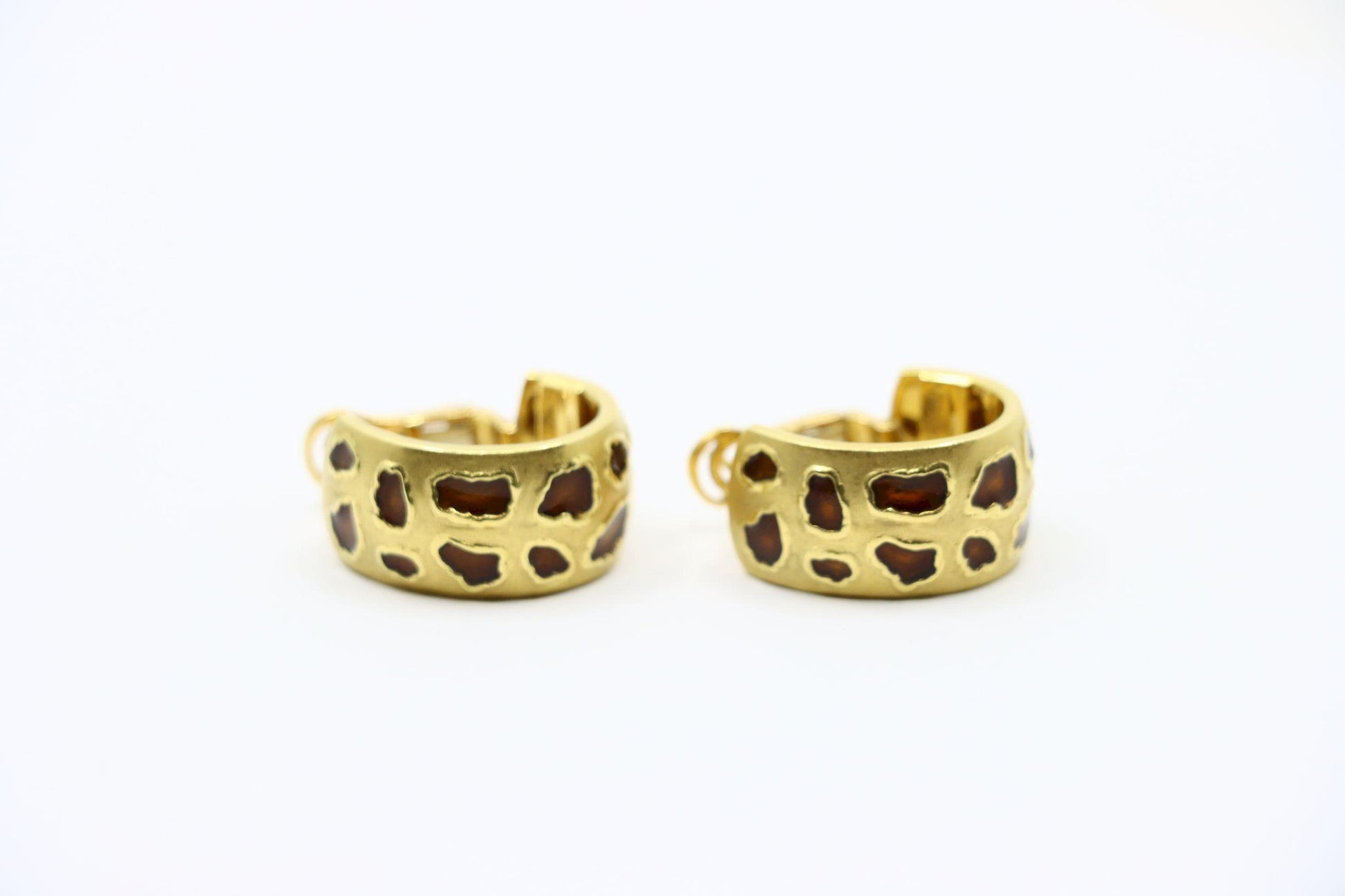 Roberto Coin 18K Gold Enamel Leopard Pattern Earrings