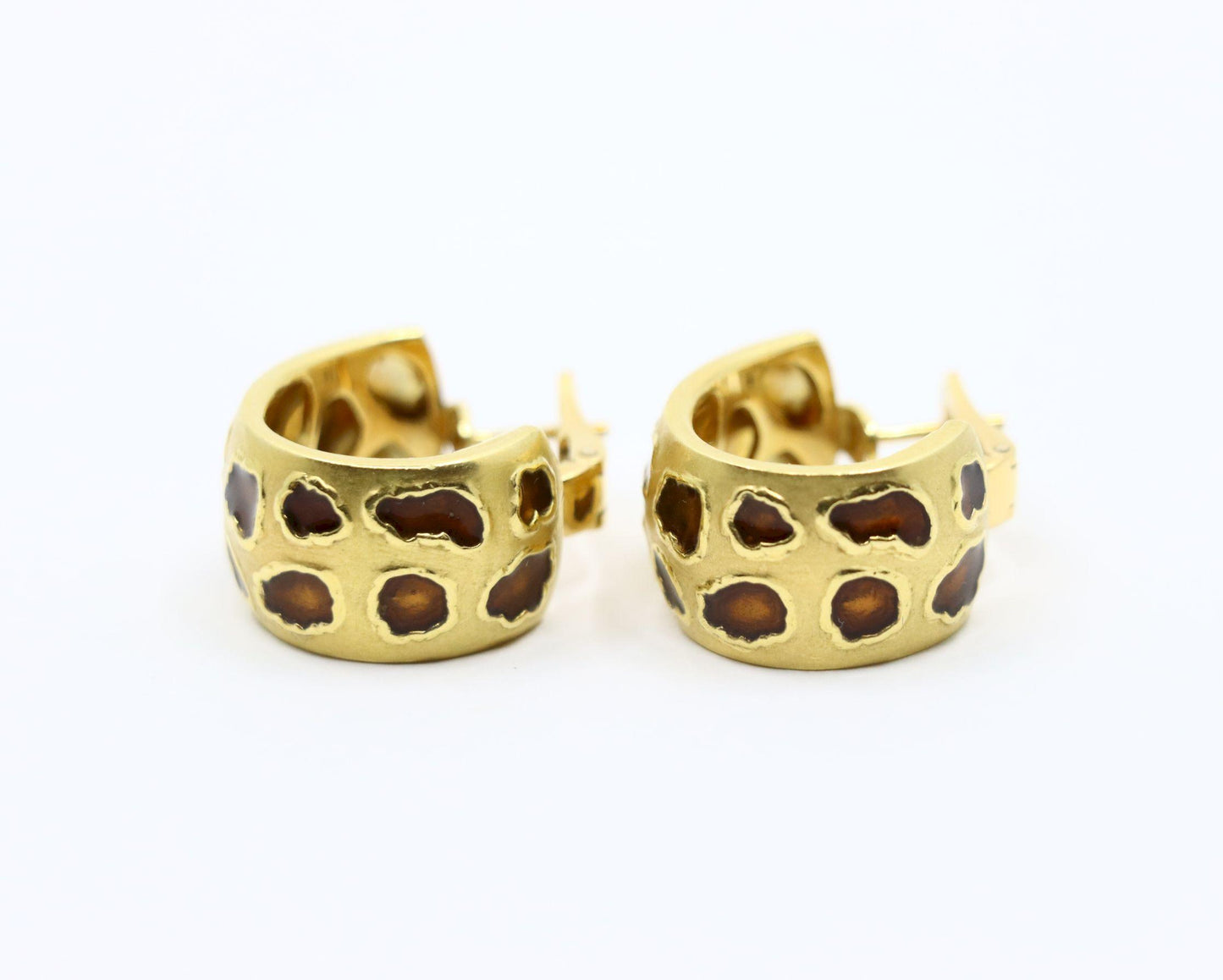Roberto Coin 18K Gold Enamel Leopard Pattern Earrings