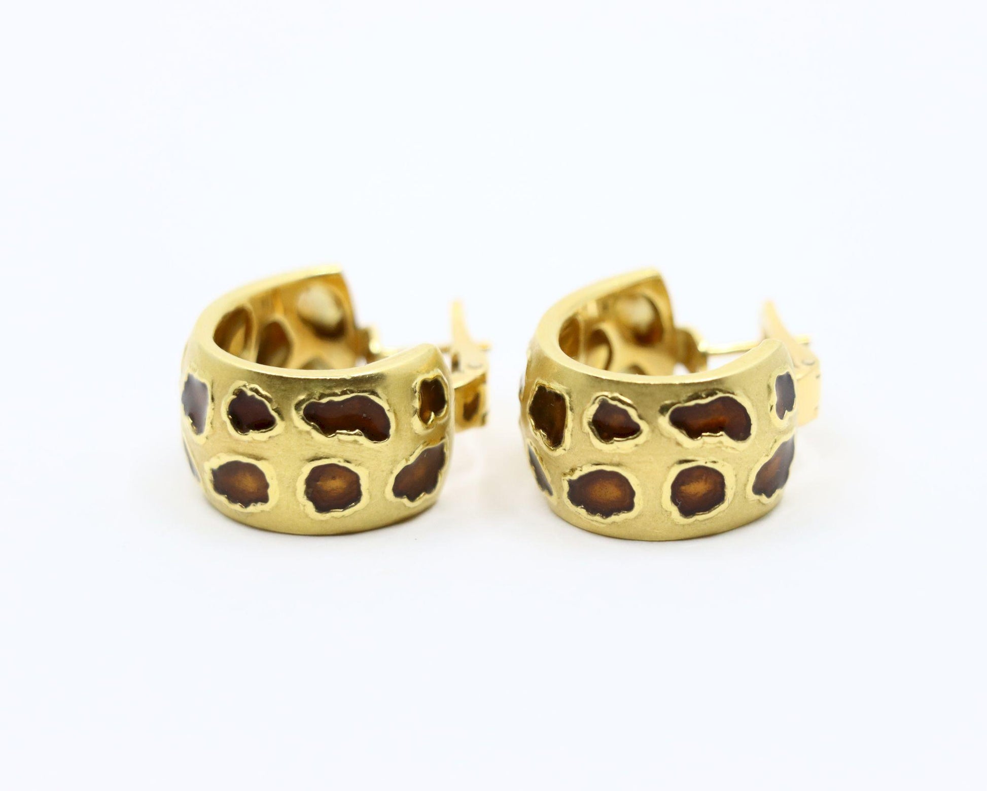 Roberto Coin 18K Gold Enamel Leopard Pattern Earrings