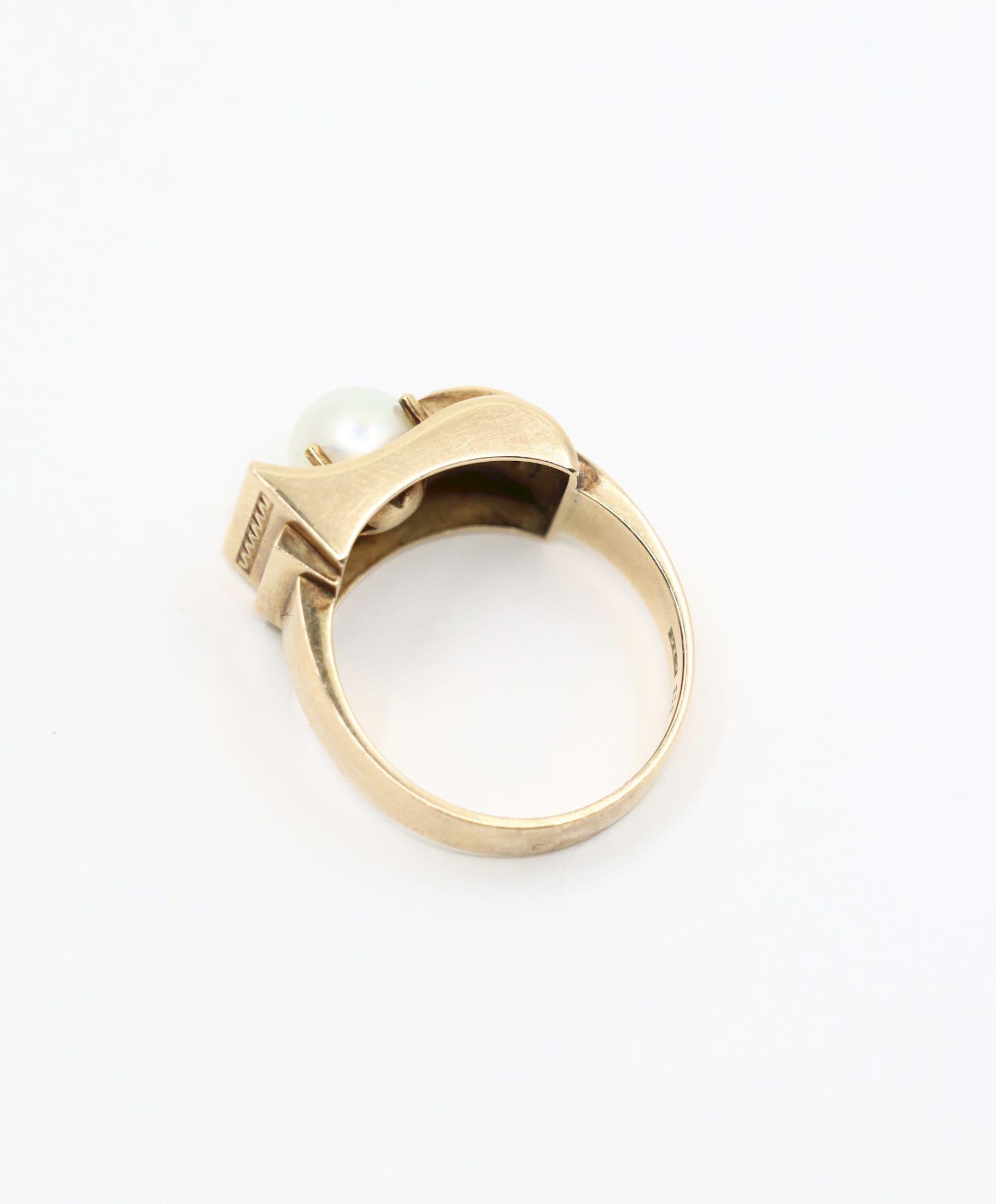 Victorian 14K Gold Pearl Belt Buckle Ring