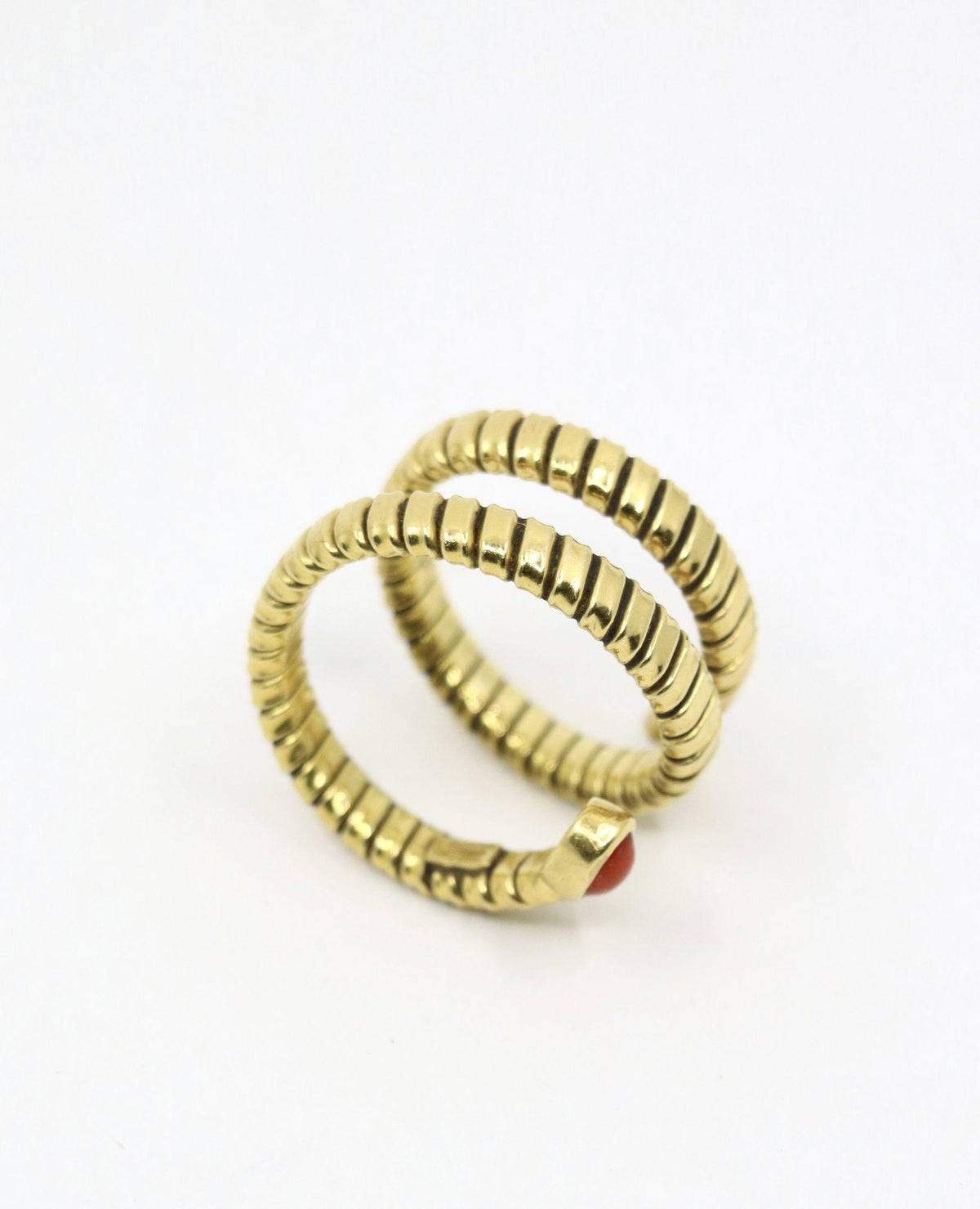 Vintage 18K Gold Coral Tubogas Ring