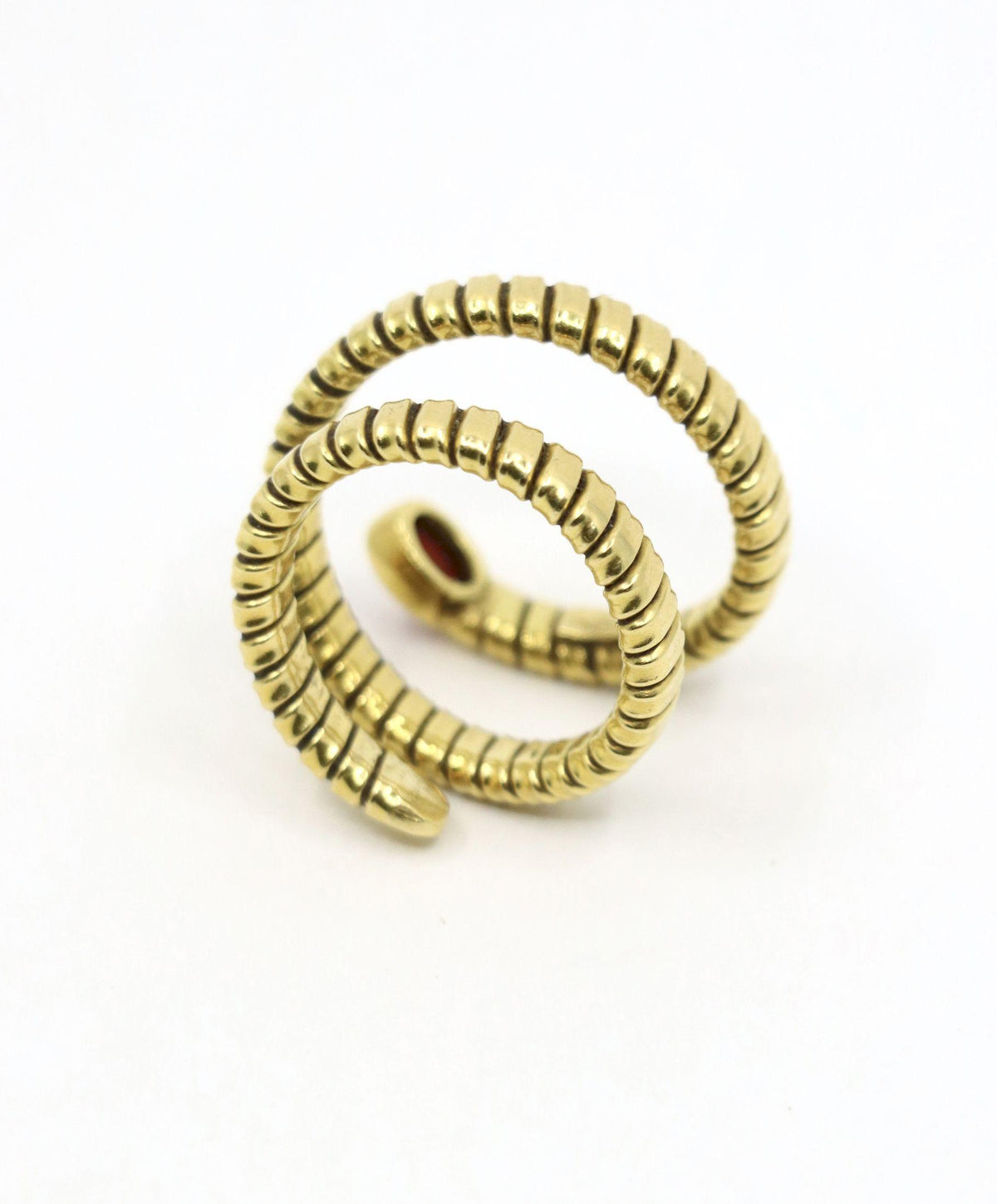 Vintage 18K Gold Coral Tubogas Ring