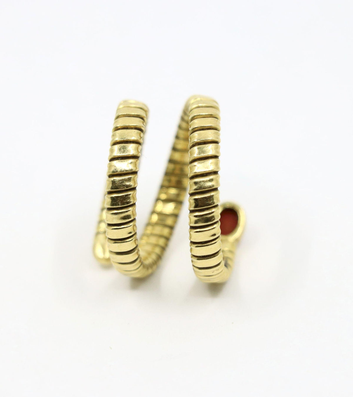 Vintage 18K Gold Coral Tubogas Ring