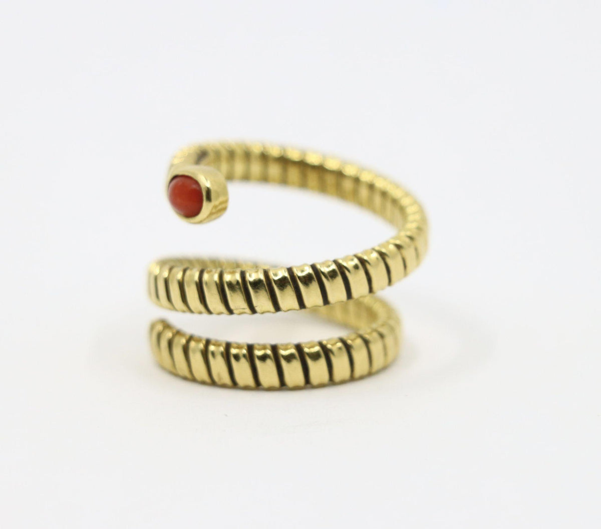 Vintage 18K Gold Coral Tubogas Ring