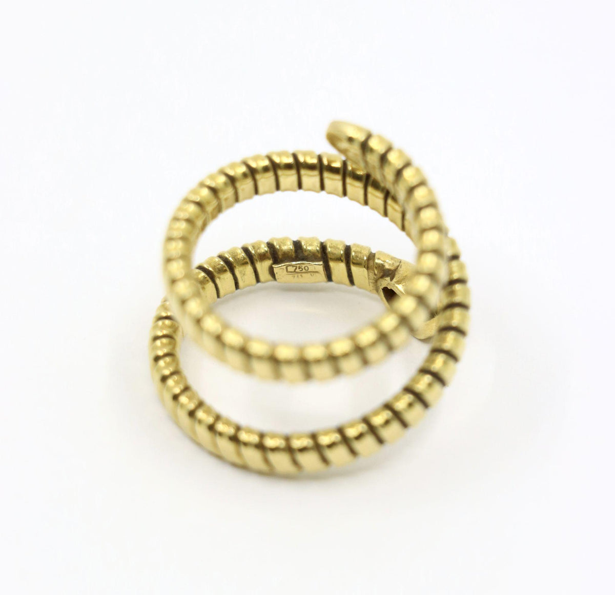 Vintage 18K Gold Coral Tubogas Ring